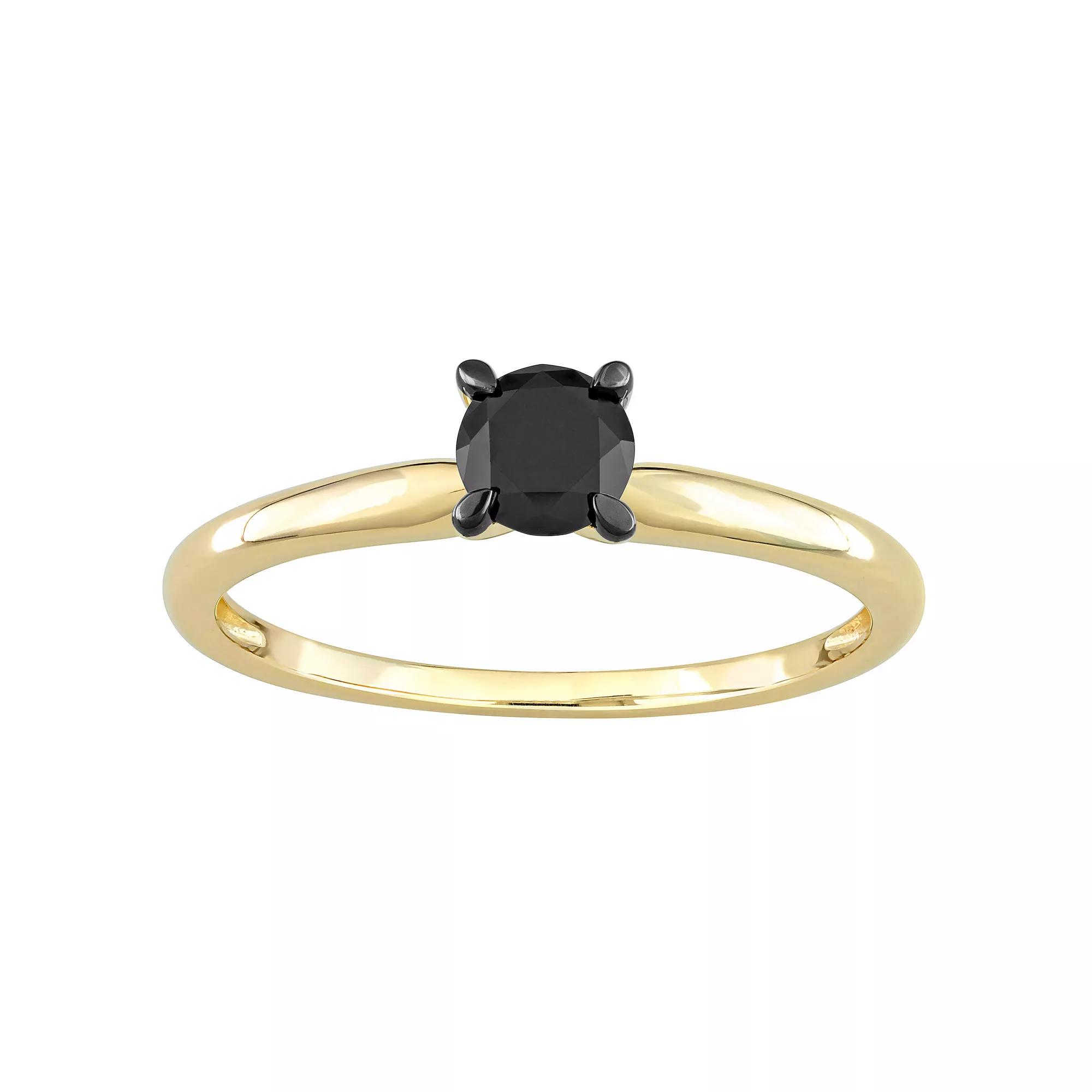 Stella Grace 14k Gold 1/2 Carat T.W Black Diamond Solitaire Ring, Womens Product Image