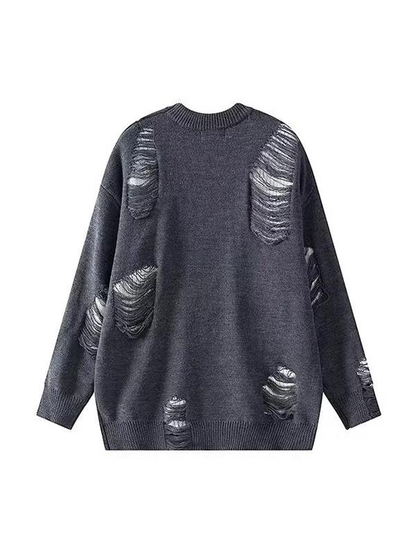 Men's Frayed Star Tattered Design Sweater Product Image