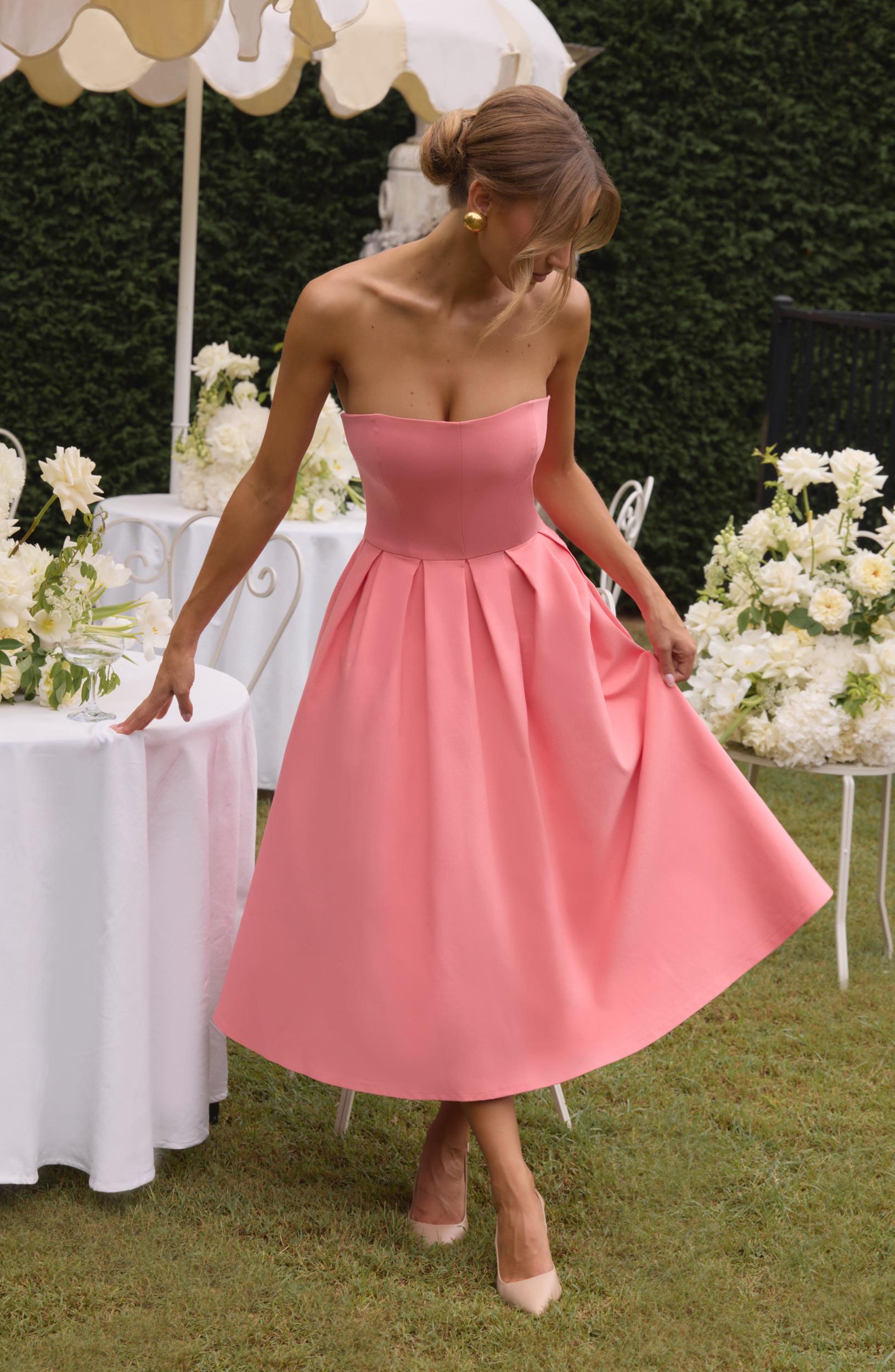Edith Midi Dress - Coral Pink Product Image