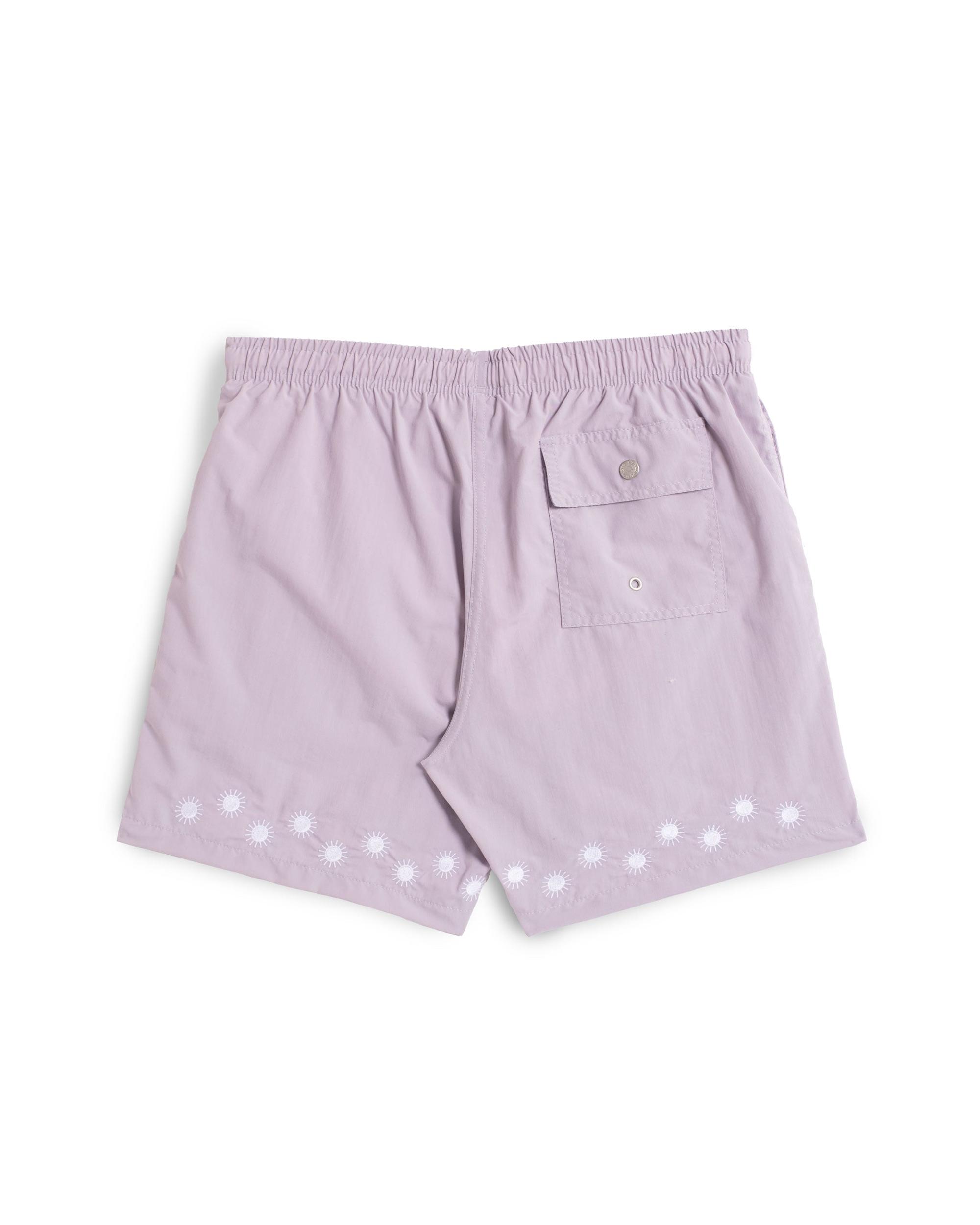 Lavender Embroidered Sun Swim Trunk Product Image