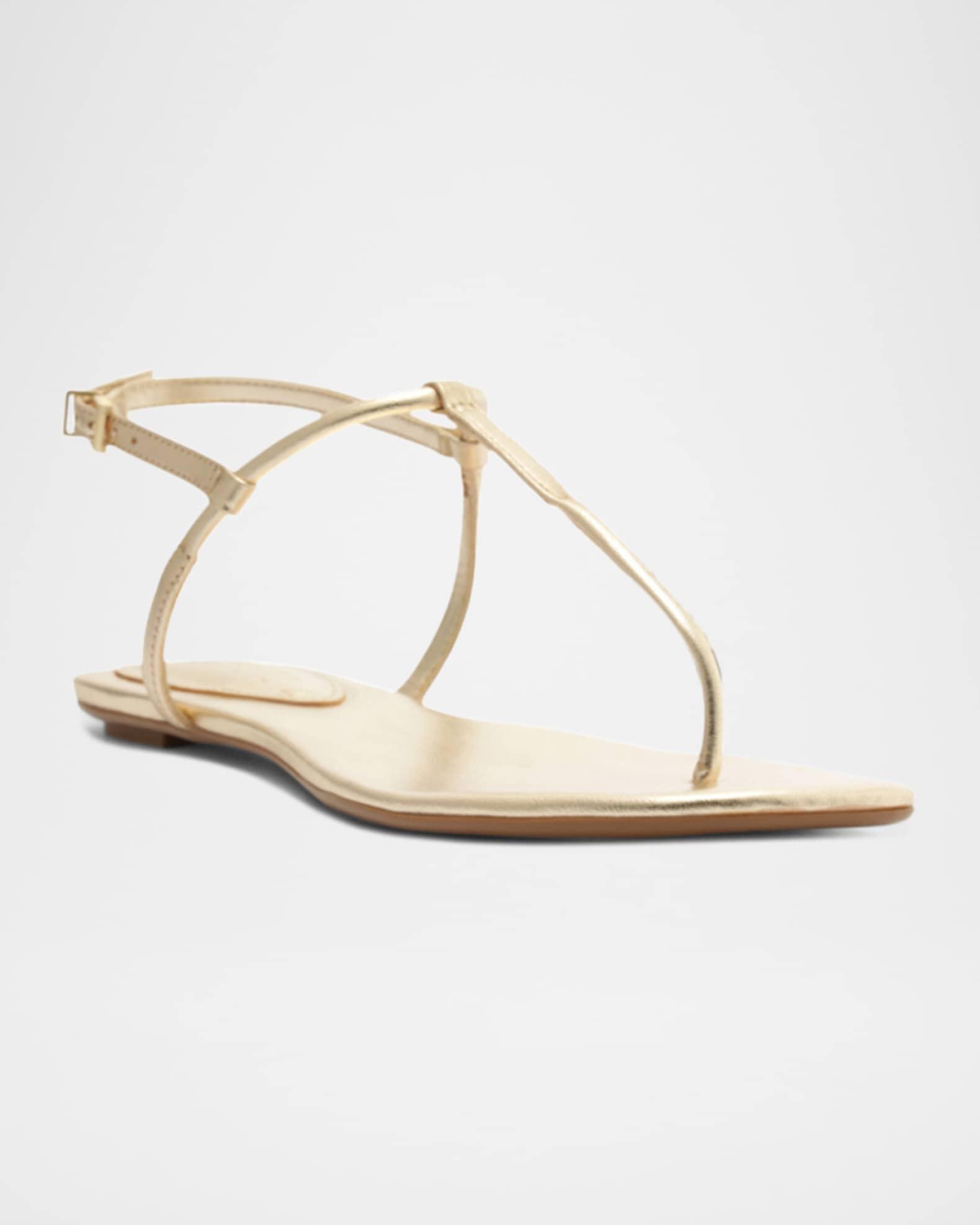 Elsha Metallic T-Strap Flat Sandals Product Image