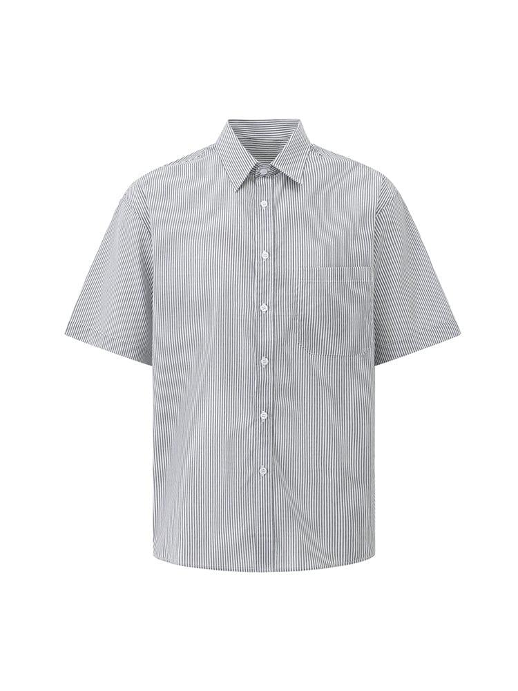 RT No. 12650 GRAY VERTICAL STRIPED BUTTON-UP SHIRT Product Image