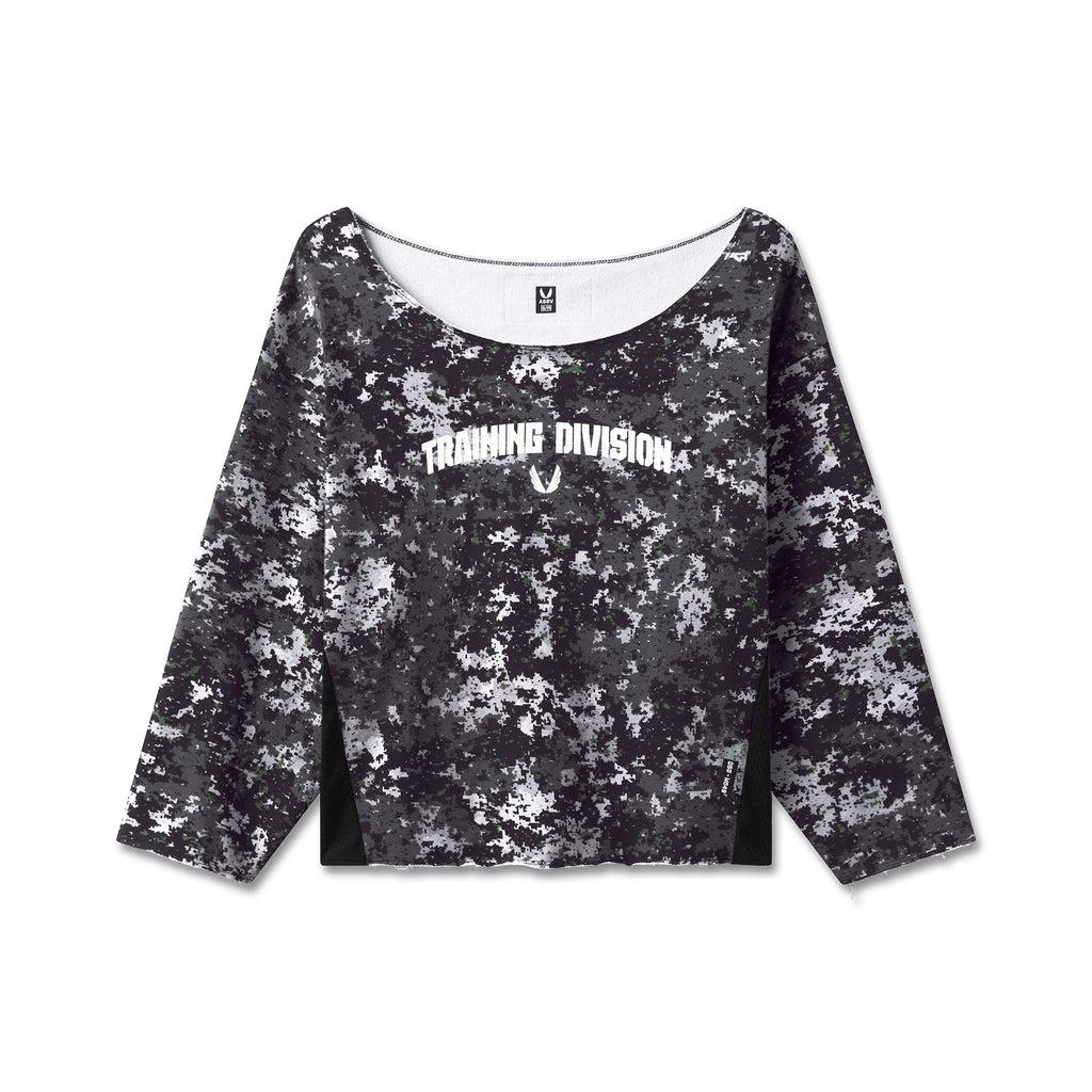 W049. Raw Hem Oversized Crewneck - Pixel Camo Product Image