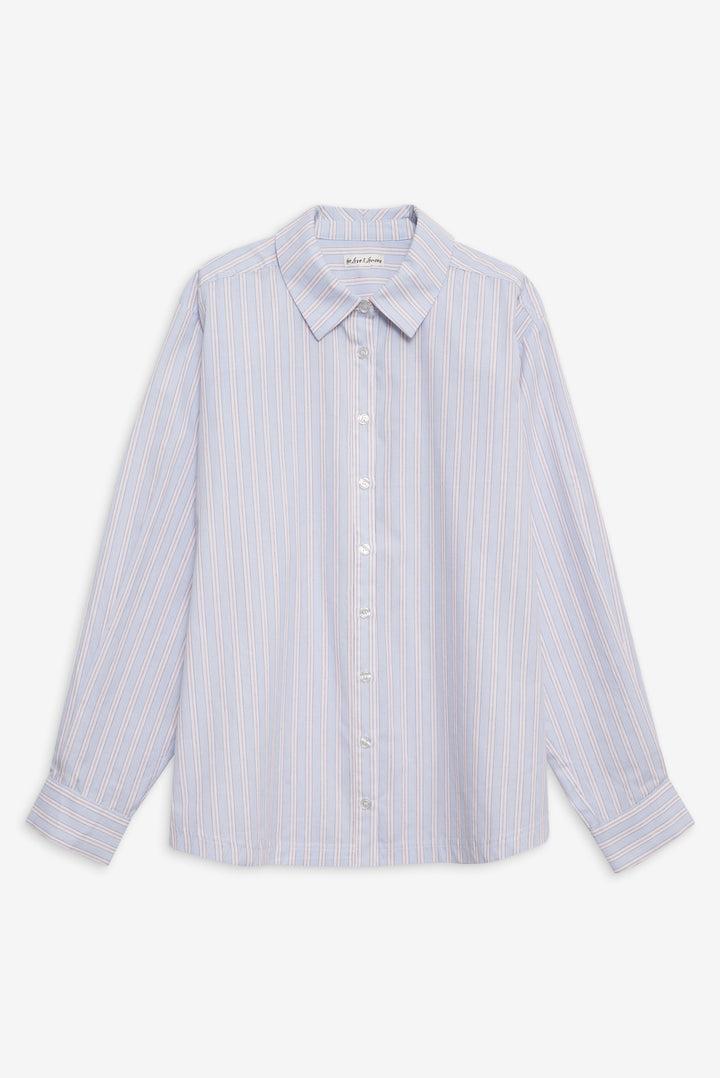 Lakeside Stripe Button Down Top — Blue Product Image