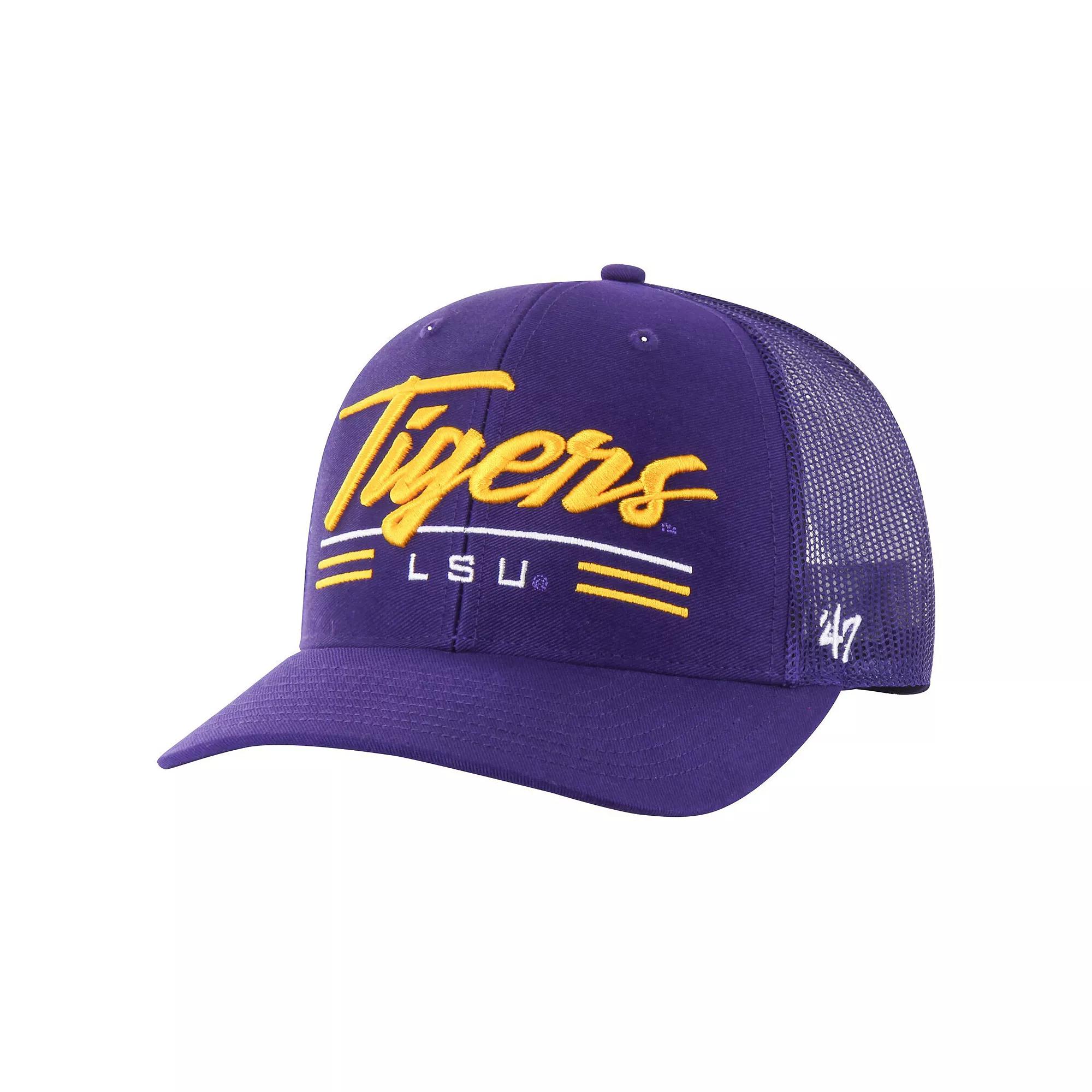 Men's '47 Purple LSU Tigers Garner Trucker Adjustable Hat Product Image