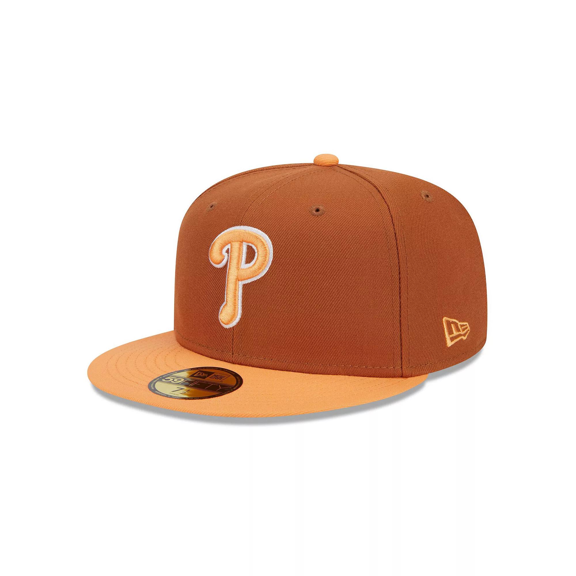 Men's New Era Brown/Orange Philadelphia Phillies Spring Color Basic Two-Tone 59FIFTY Fitted Hat, Size: 7 1/4 Product Image