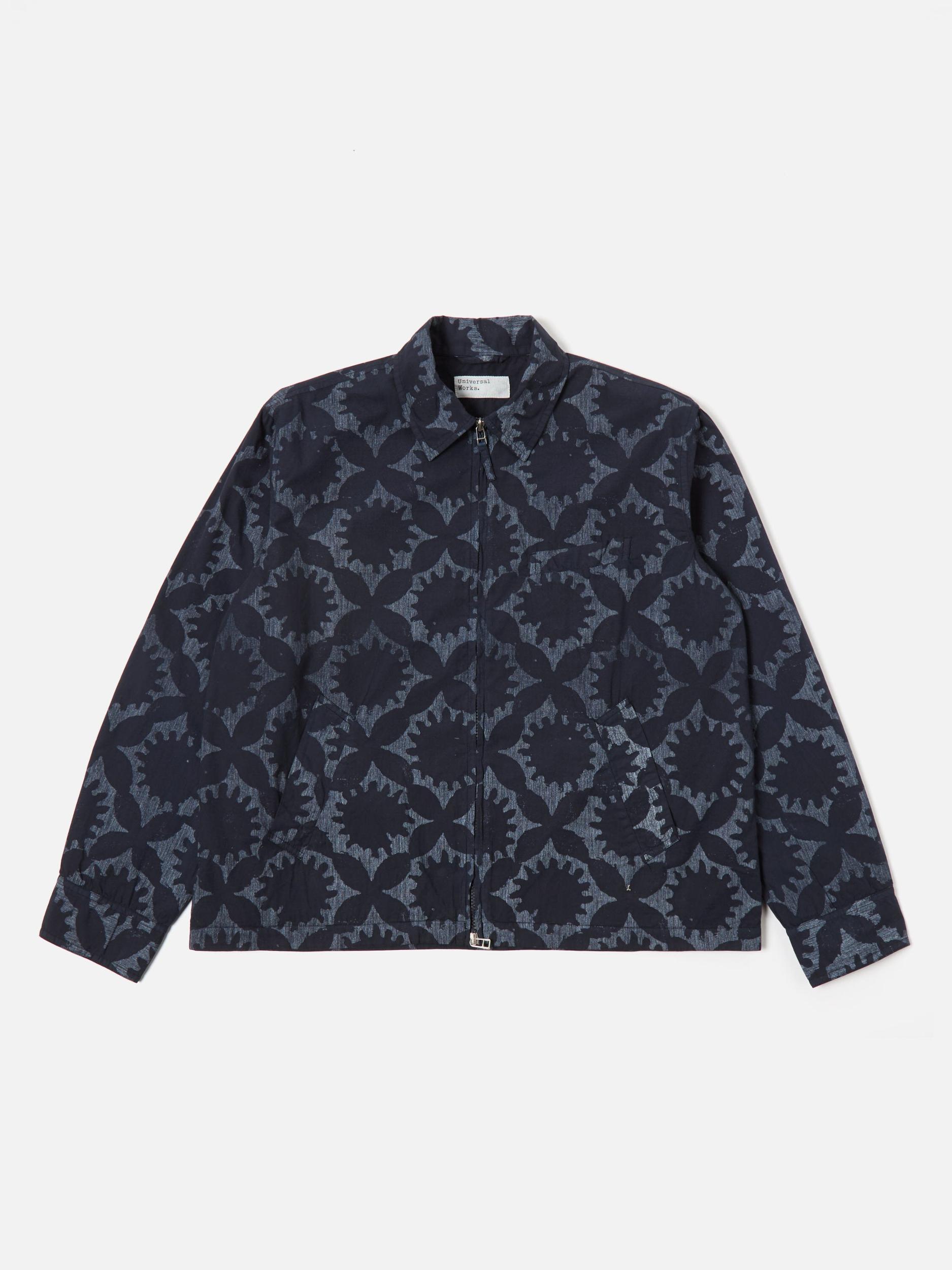 Universal Works Windcheater in Navy Over Dyed Sun Print Product Image