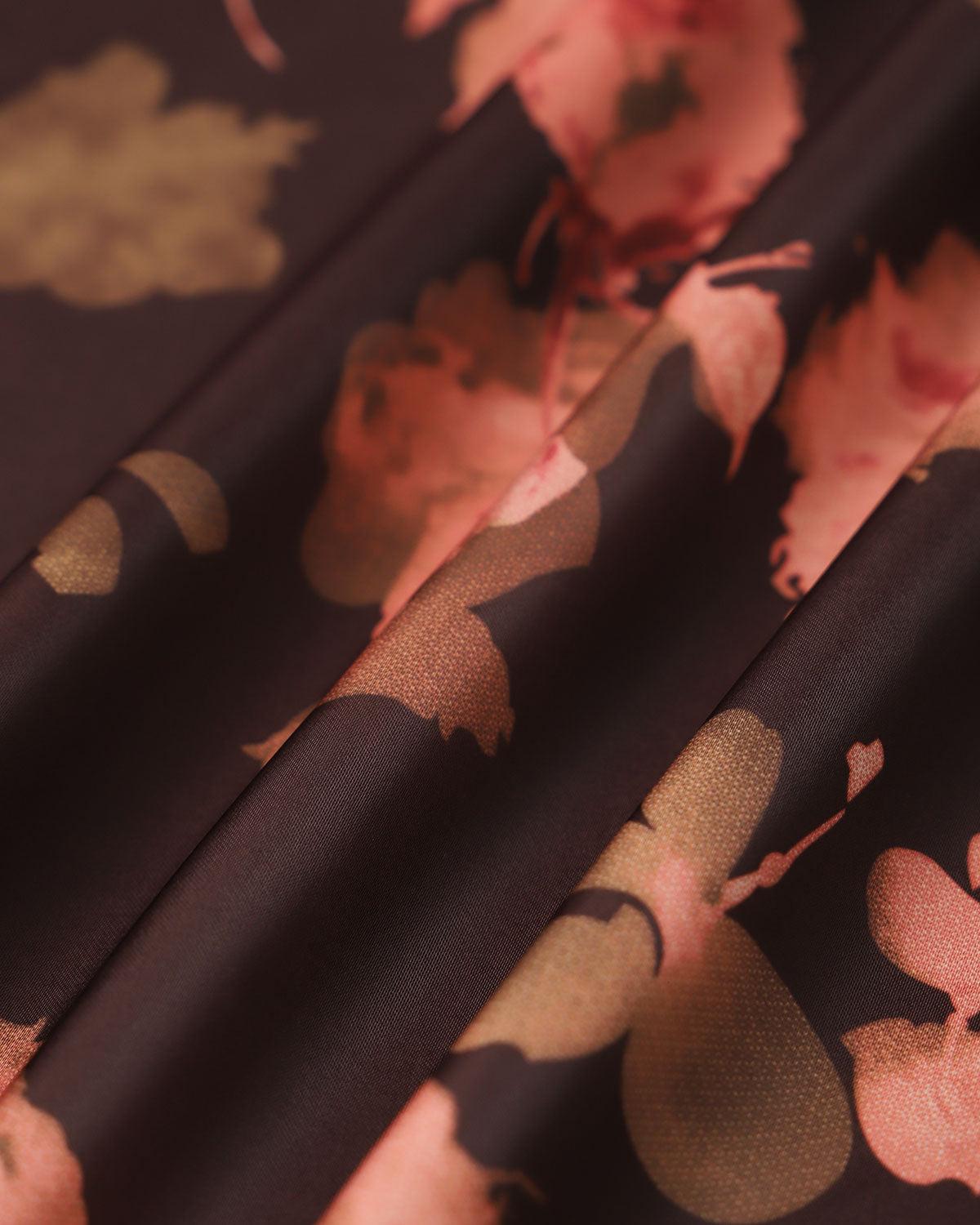 Brown Floral Straight Midi Skirt Product Image