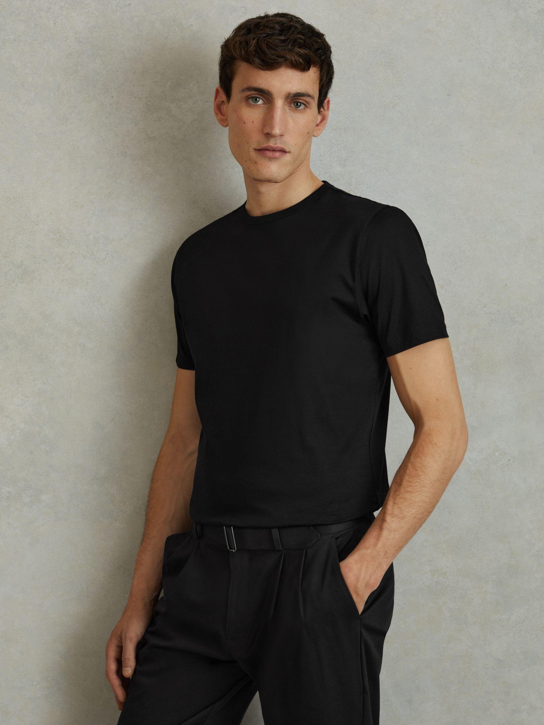 Cotton Crew Neck T-Shirt in Black Product Image