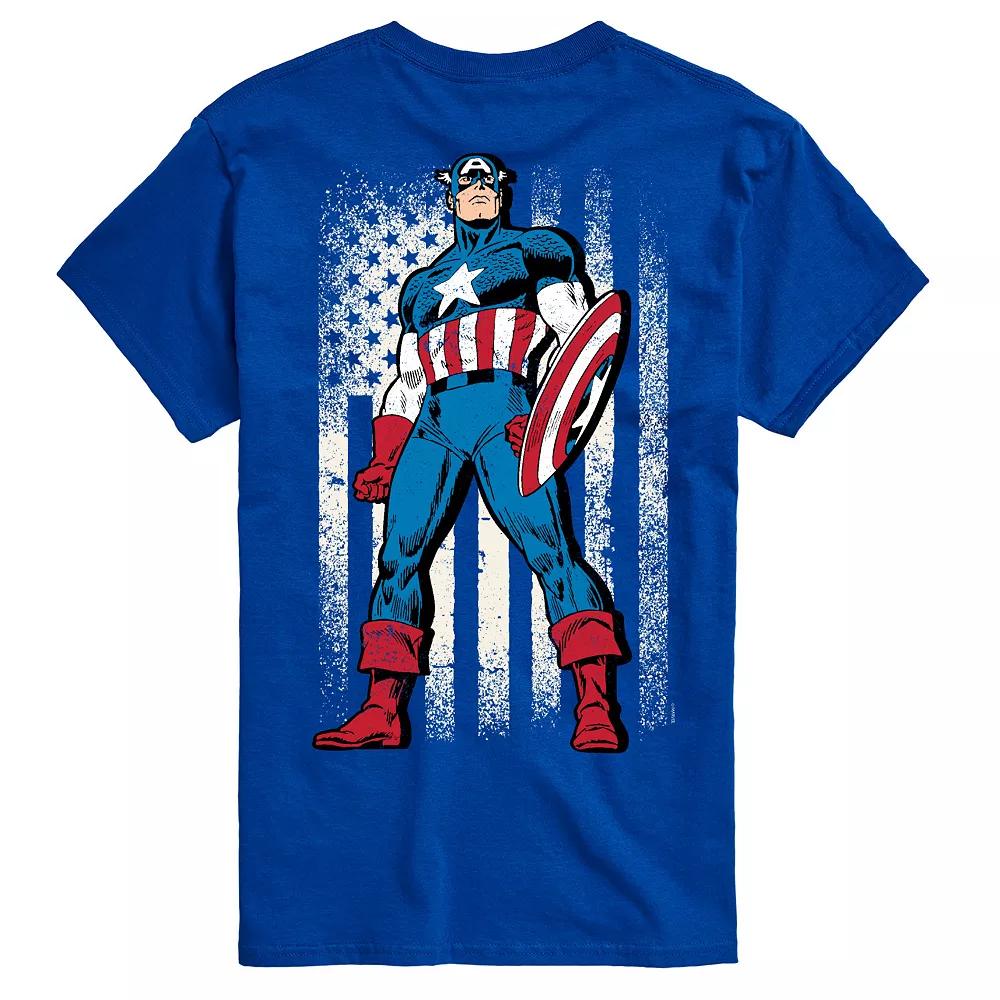 Men's Captain America Flag Retro Graphic Tee,  Product Image