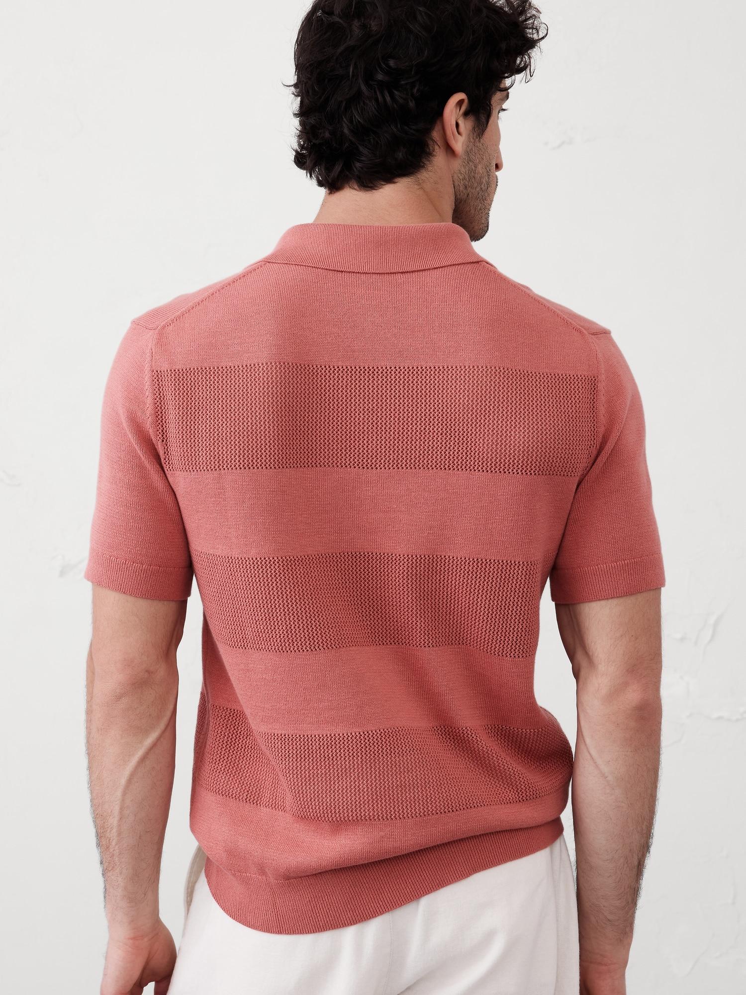 Mesh Striped Polo Product Image