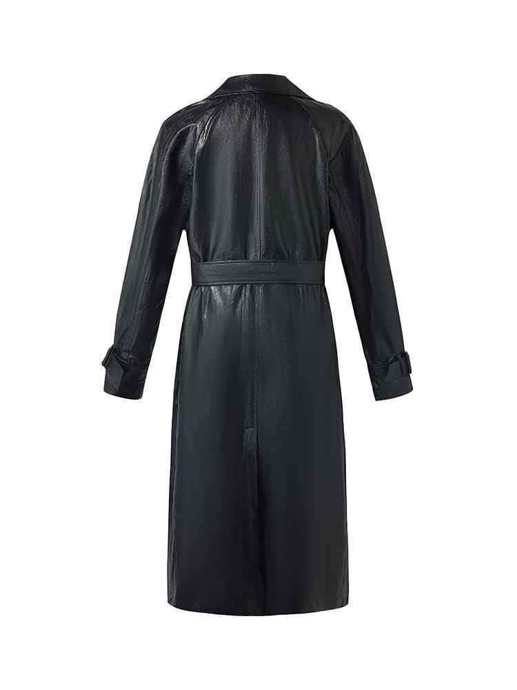 PU Leather Women Long Trench Coat Product Image