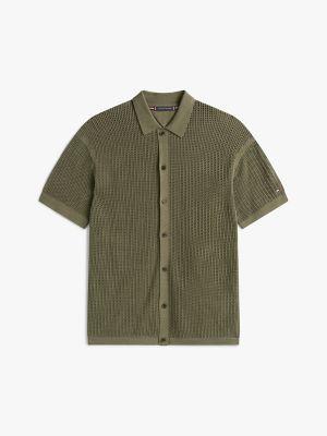 Short-Sleeve Open-Knit Overshirt Product Image