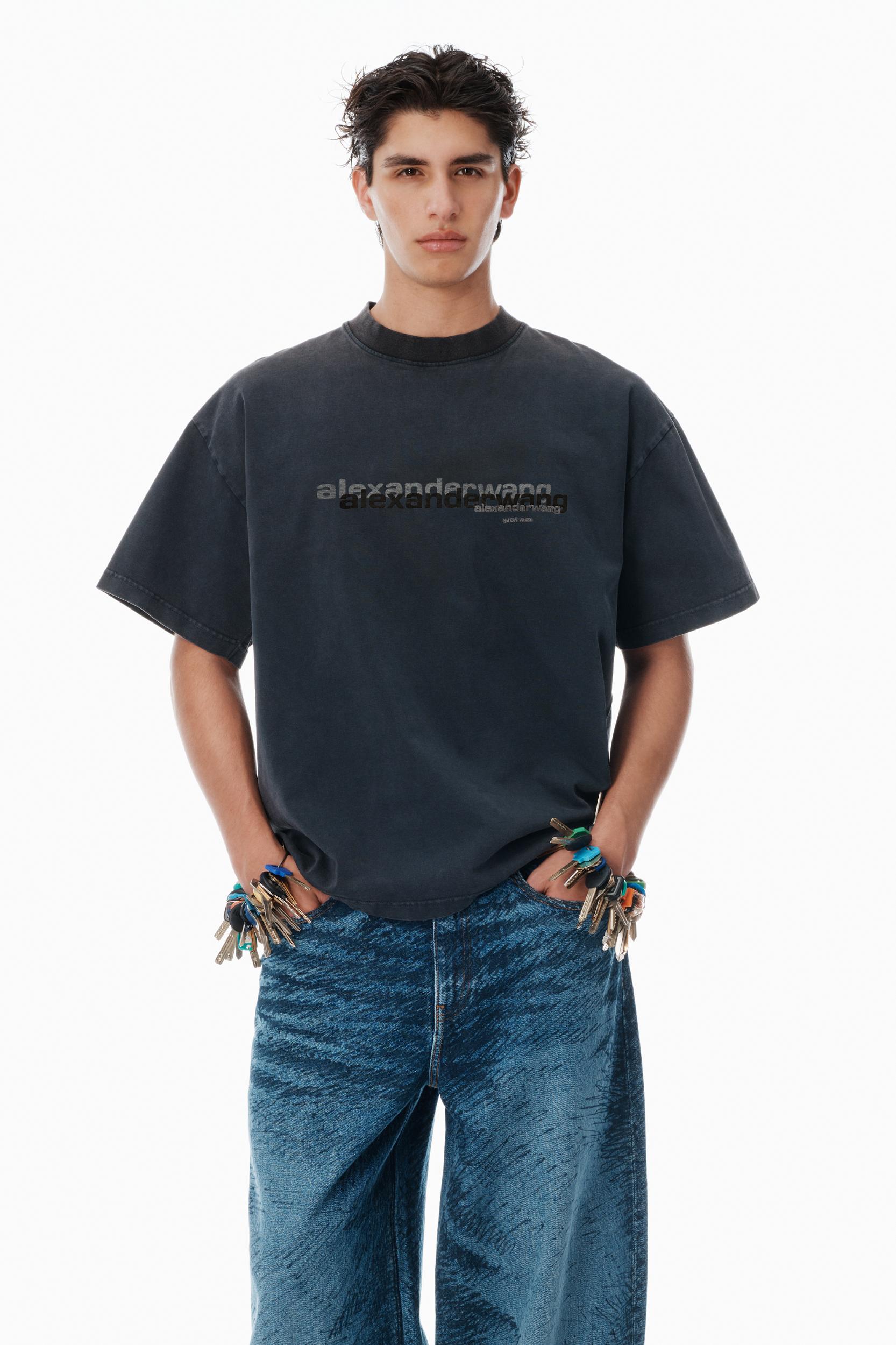 Black Cotton Oversized Logo Tee Product Image