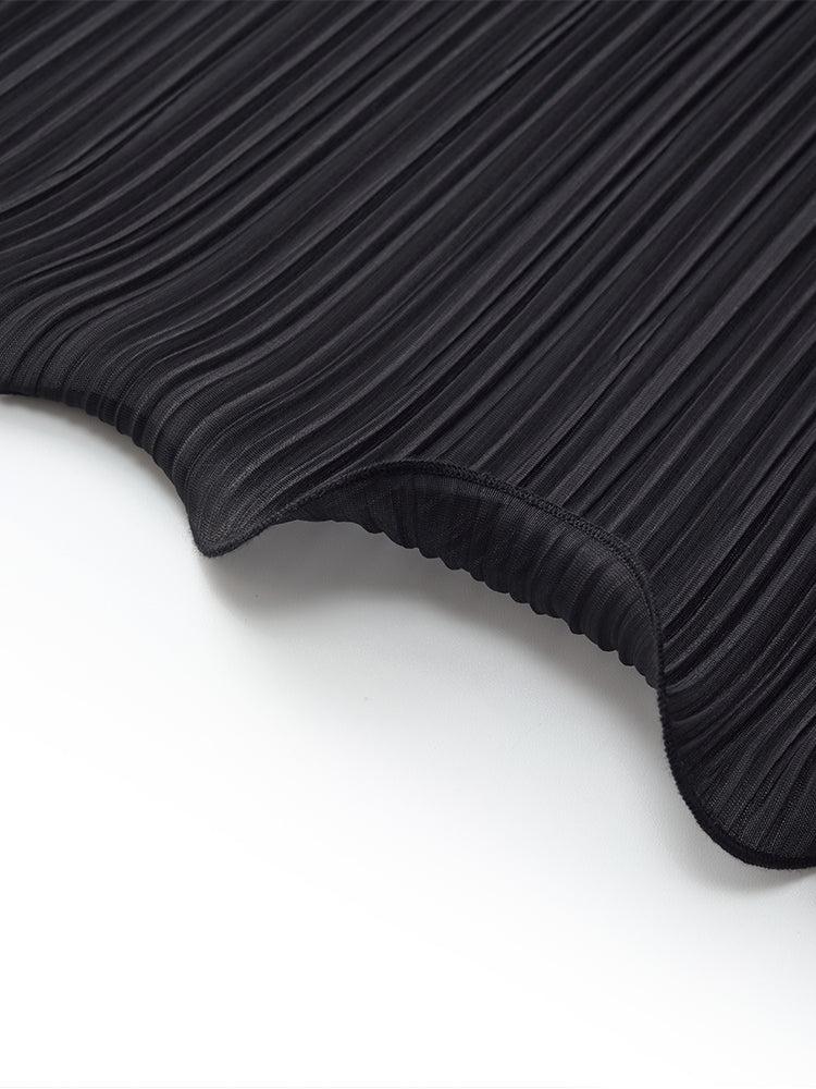 Tiered Ruffle Hem Women Pleated Mini Dress Product Image