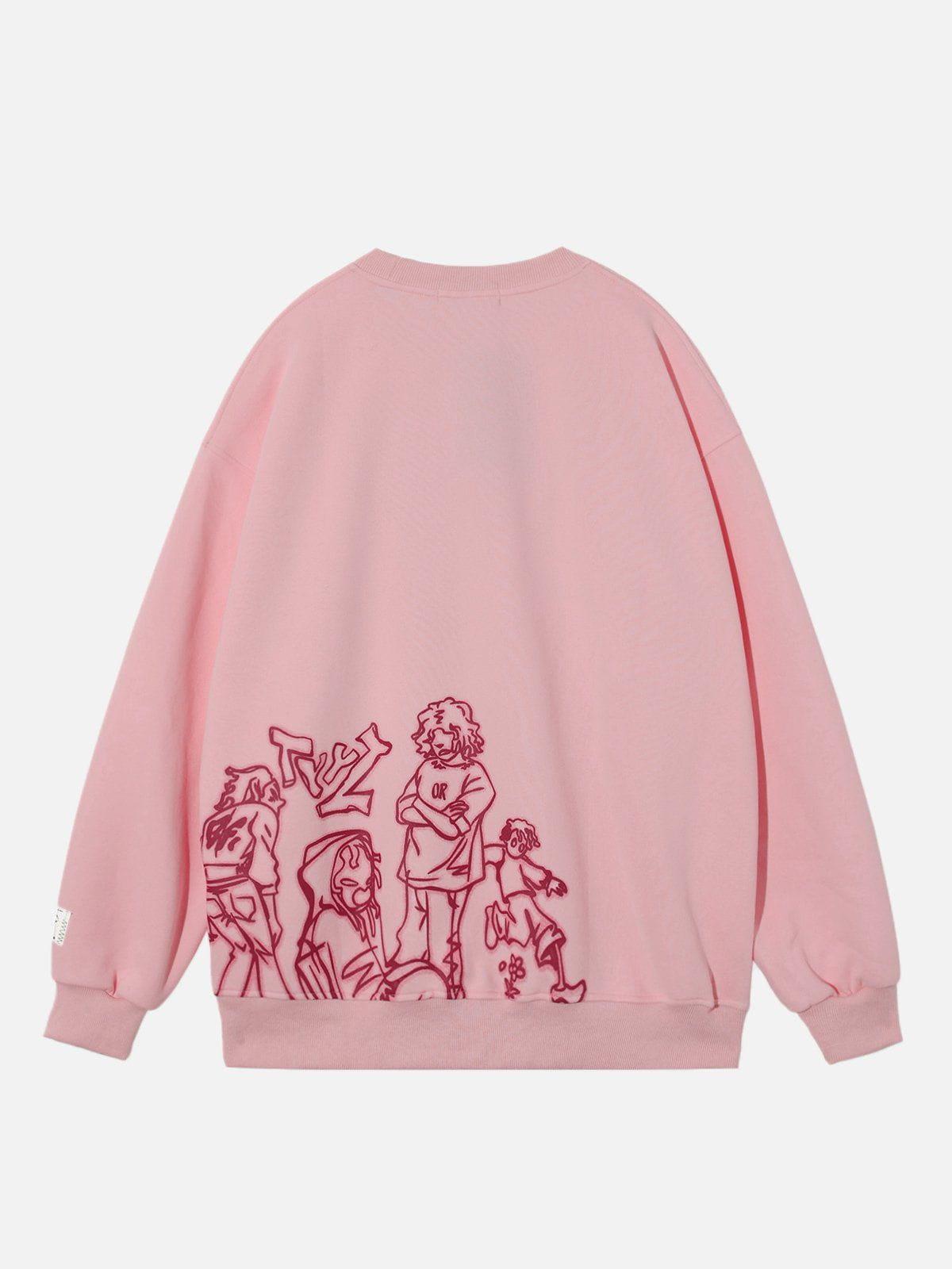 Aelfric Eden Cartoon Line Character Graphic Sweatshirt Product Image