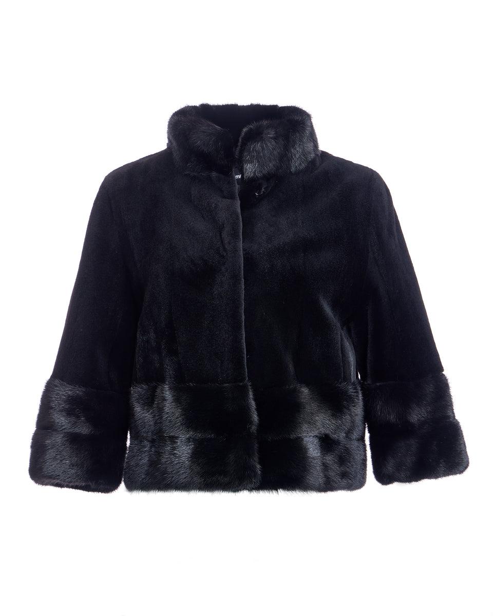 Sheared Mink Bolero With Long Hair trim Product Image