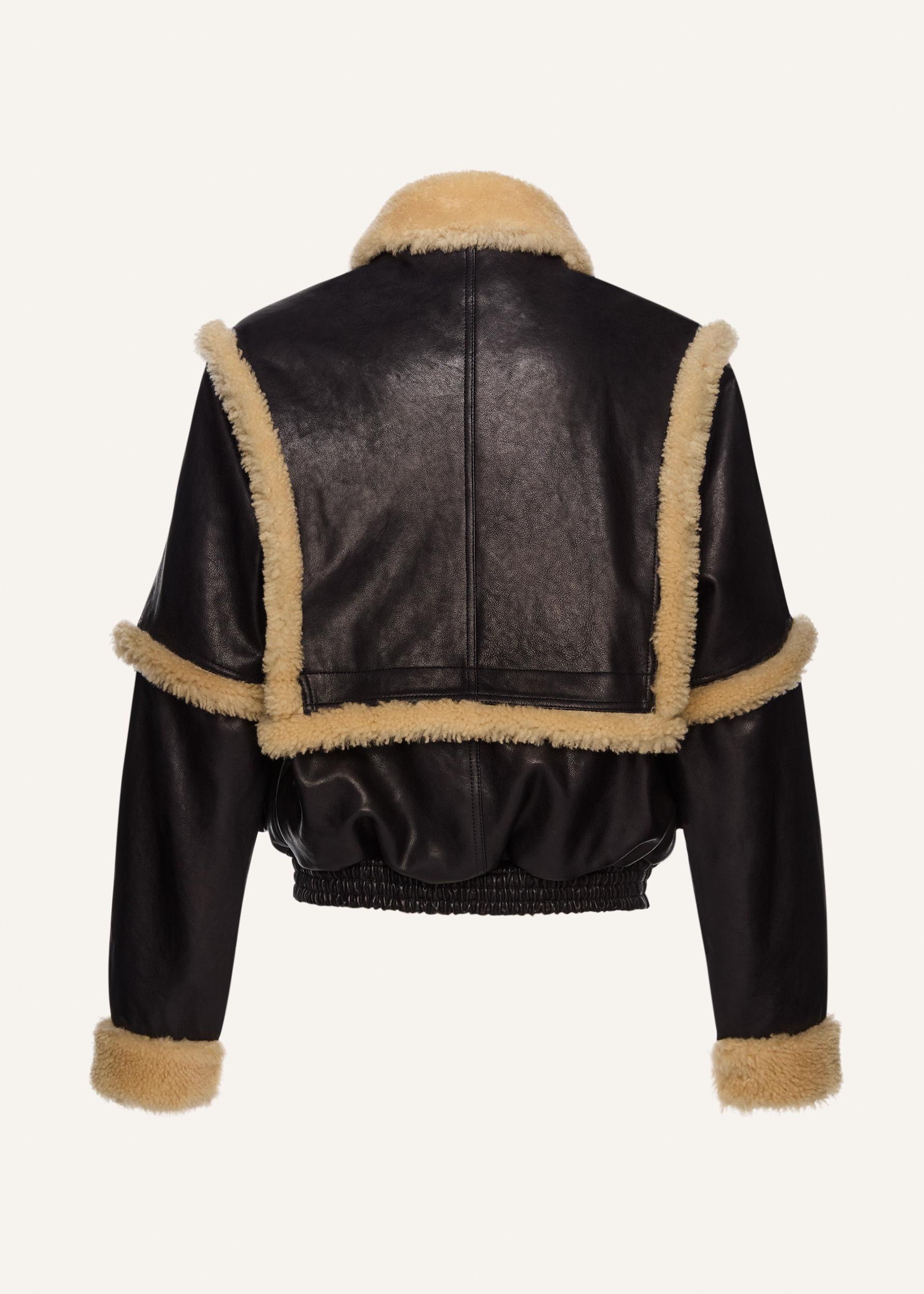 Shearling bomber jacket in navy Product Image