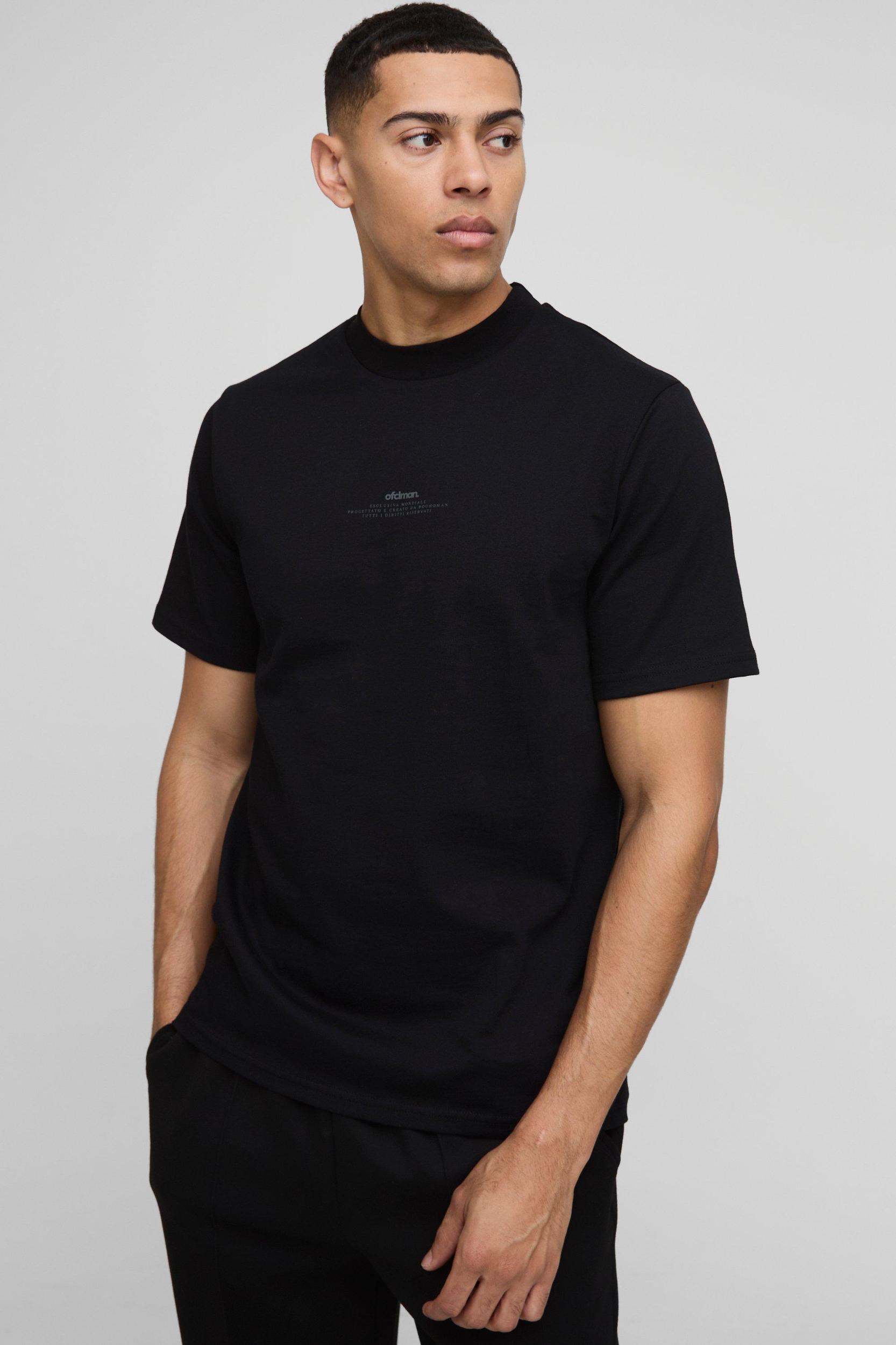 Oversized Tonal Printed Extended Neck T-Shirt | boohooMAN USA Product Image