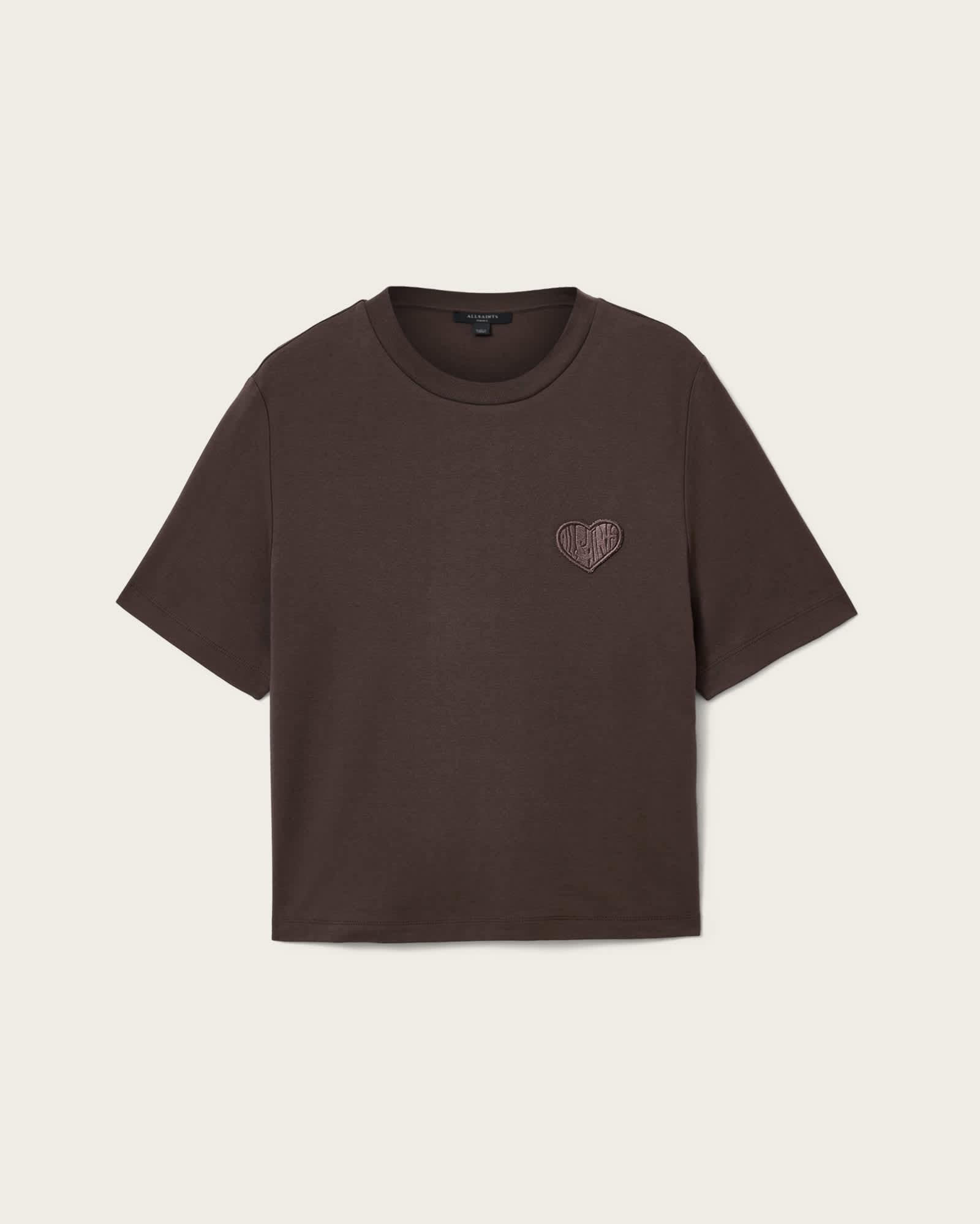Lover Lisa Embroidered T-Shirt BOTTLE BROWN | ALLSAINTS US Product Image