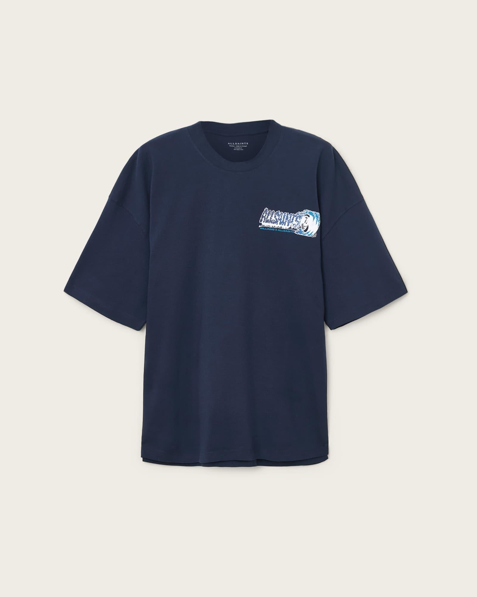 Williams X AllSaints Burnout Crew Neck T-Shirt WILLIAMS BLUE | ALLSAINTS US Product Image