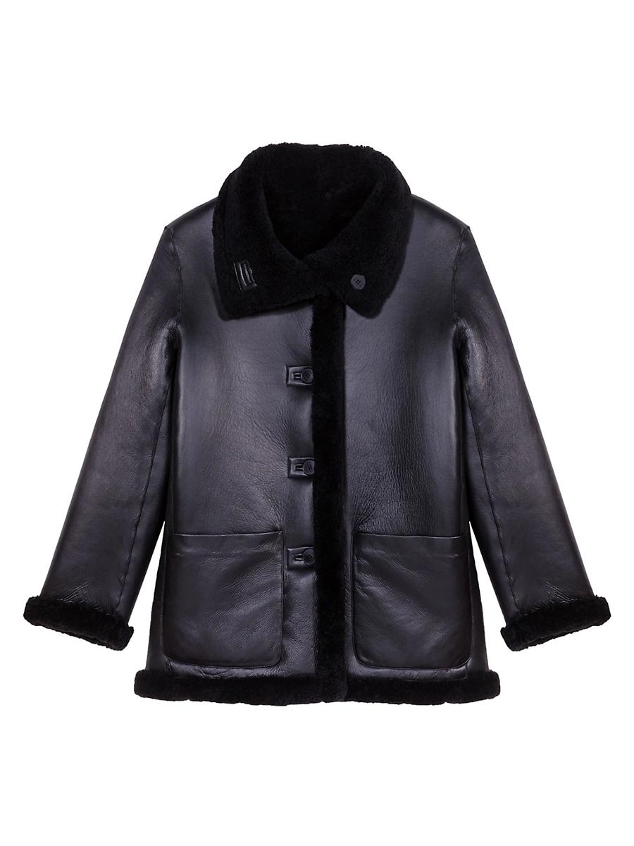 Womens Reversible Leather Coat Product Image