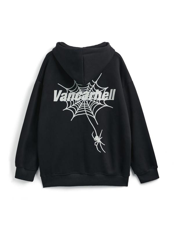 Men's Spider Print Full Zip Oversized Hoodie Product Image