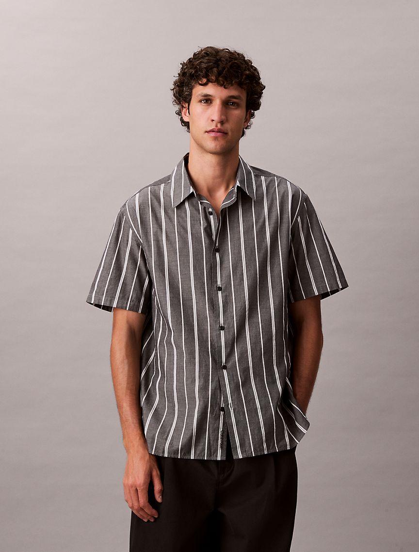 Cotton Stripe Relaxed Button-Down Shirt  Product Image