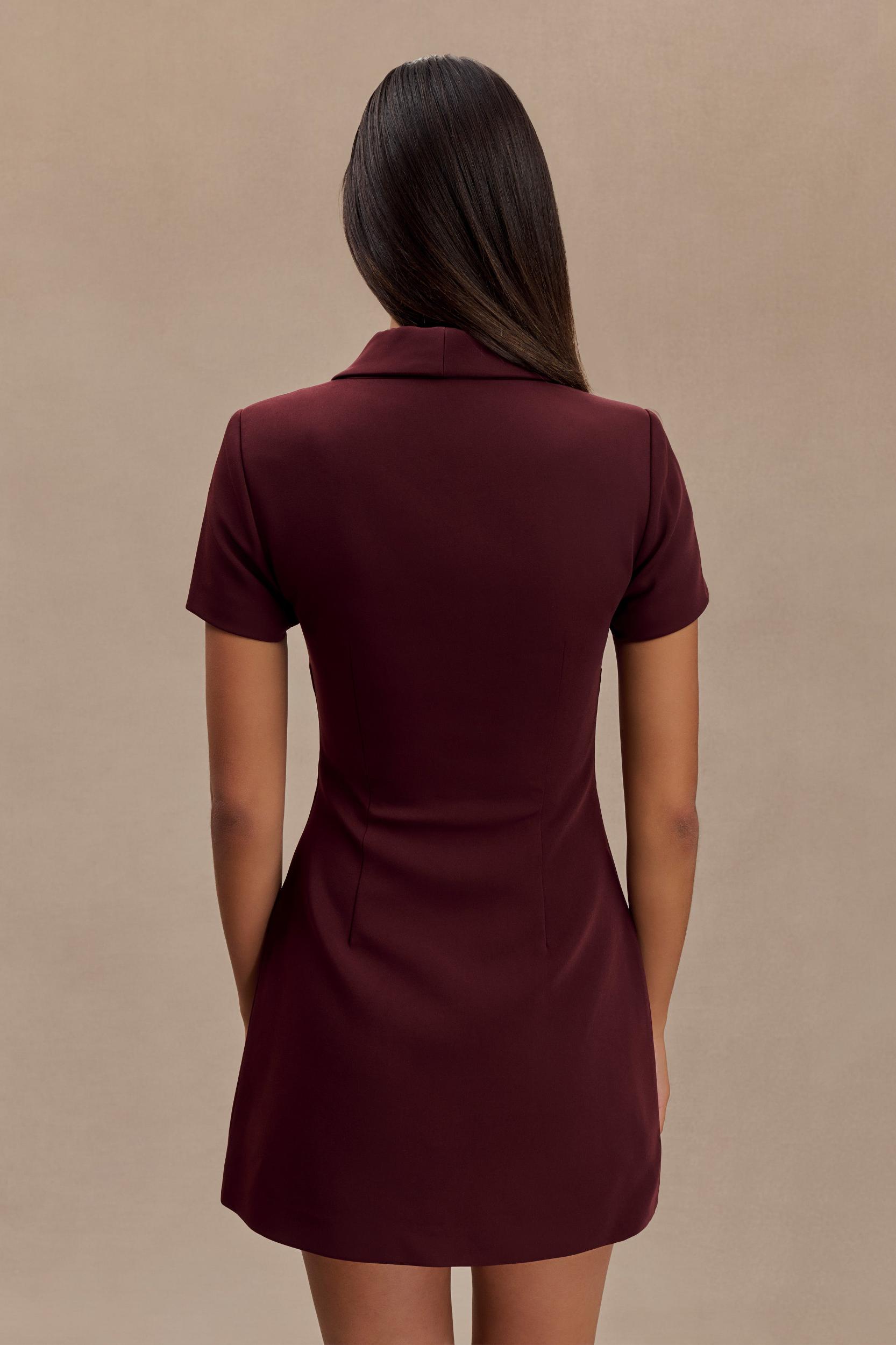 Paolina Collared Suiting Mini Dress - Plum Product Image