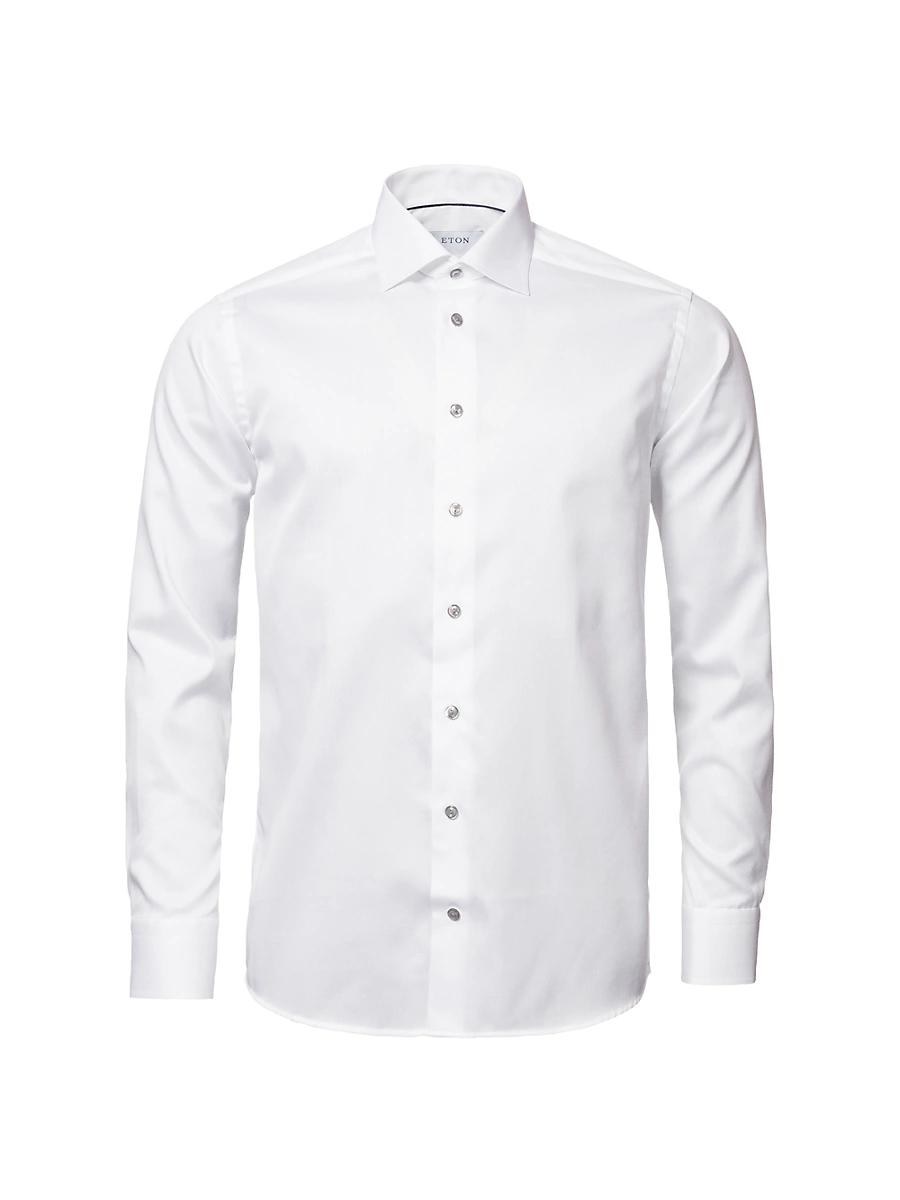 Mens Contemporary-Fit Twill Dress Shirt with Grey Details Product Image