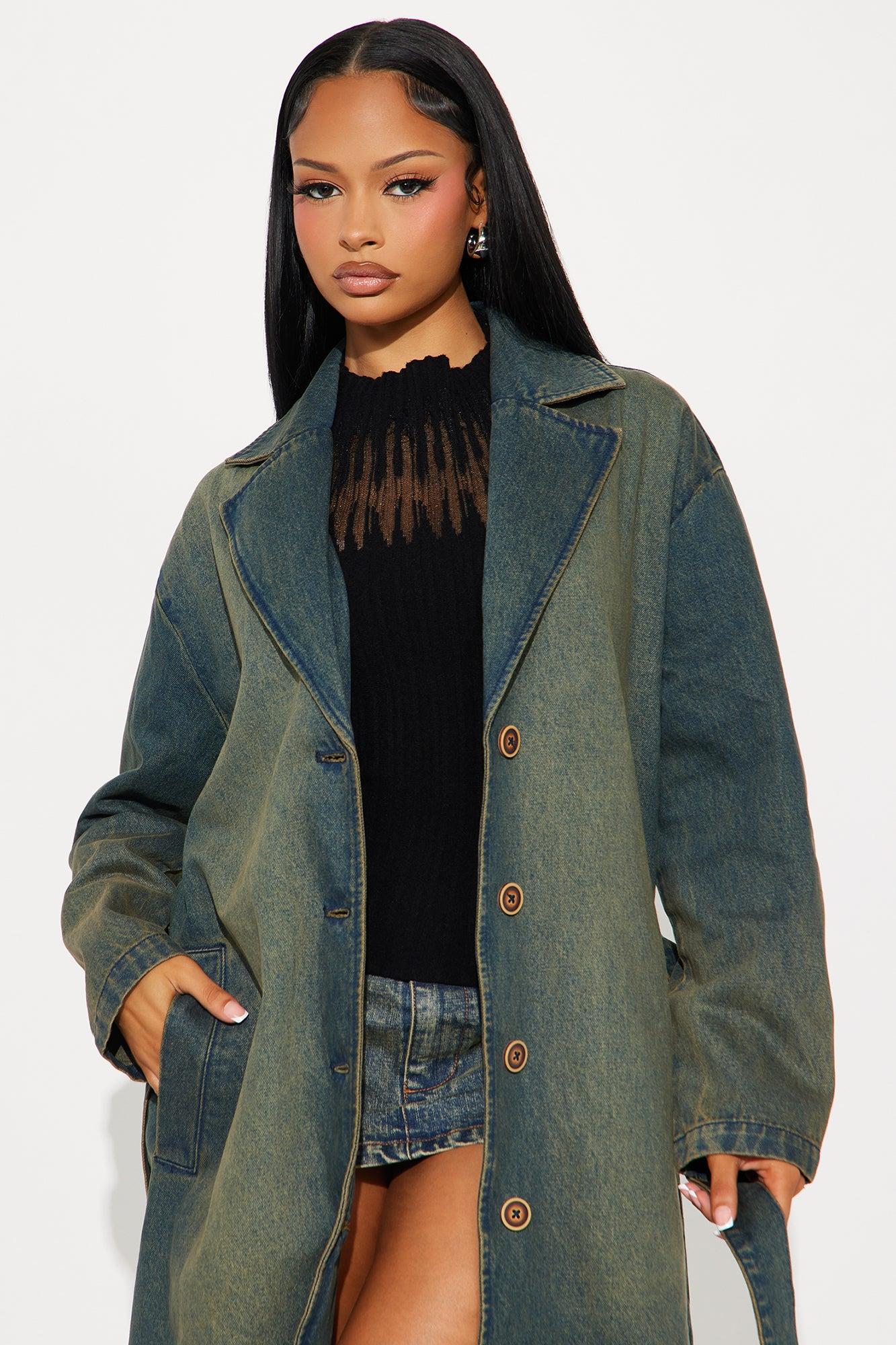 Jade Washed Denim Belted Trench - Vintage Wash Female Product Image