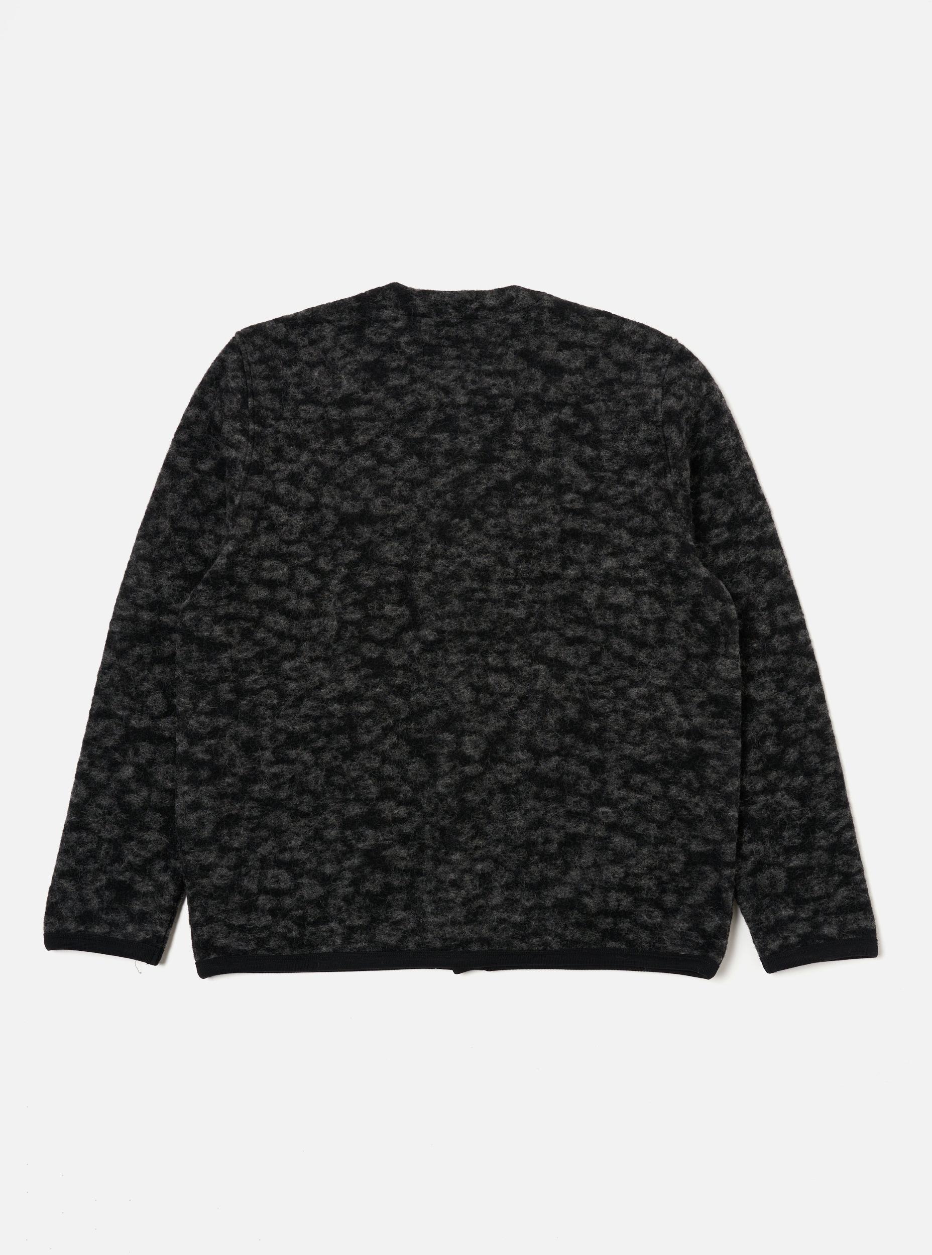 Universal Works Cardigan in Black/Anthracite Leopard ll Fleece Product Image