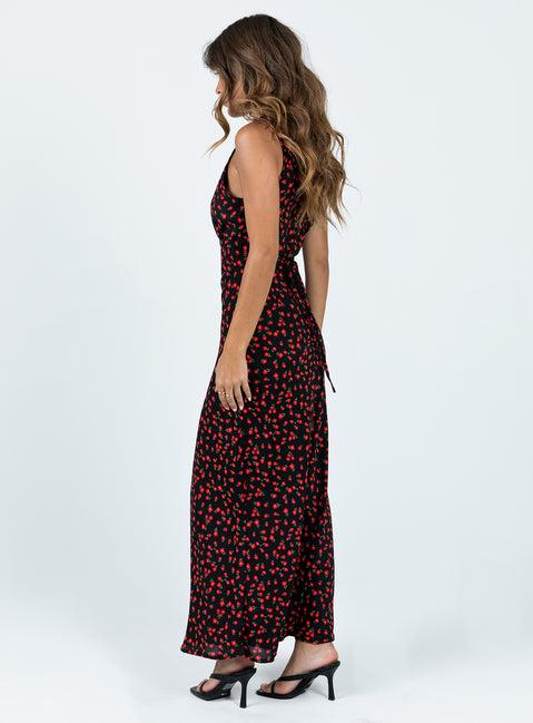 Nellie Maxi Dress Black/Red Floral Product Image