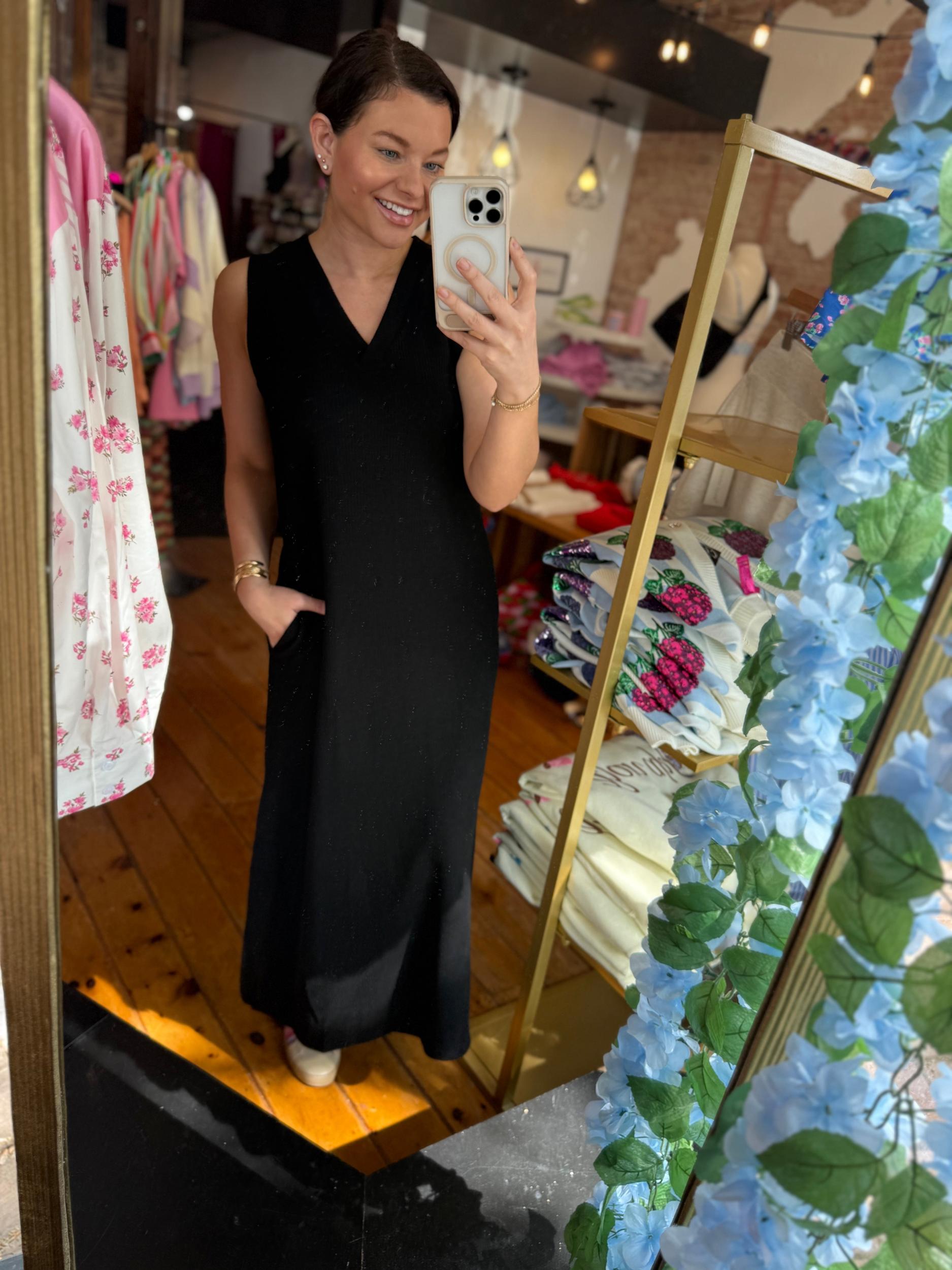 Back to Black Ribbed Knit Midi Dress Product Image