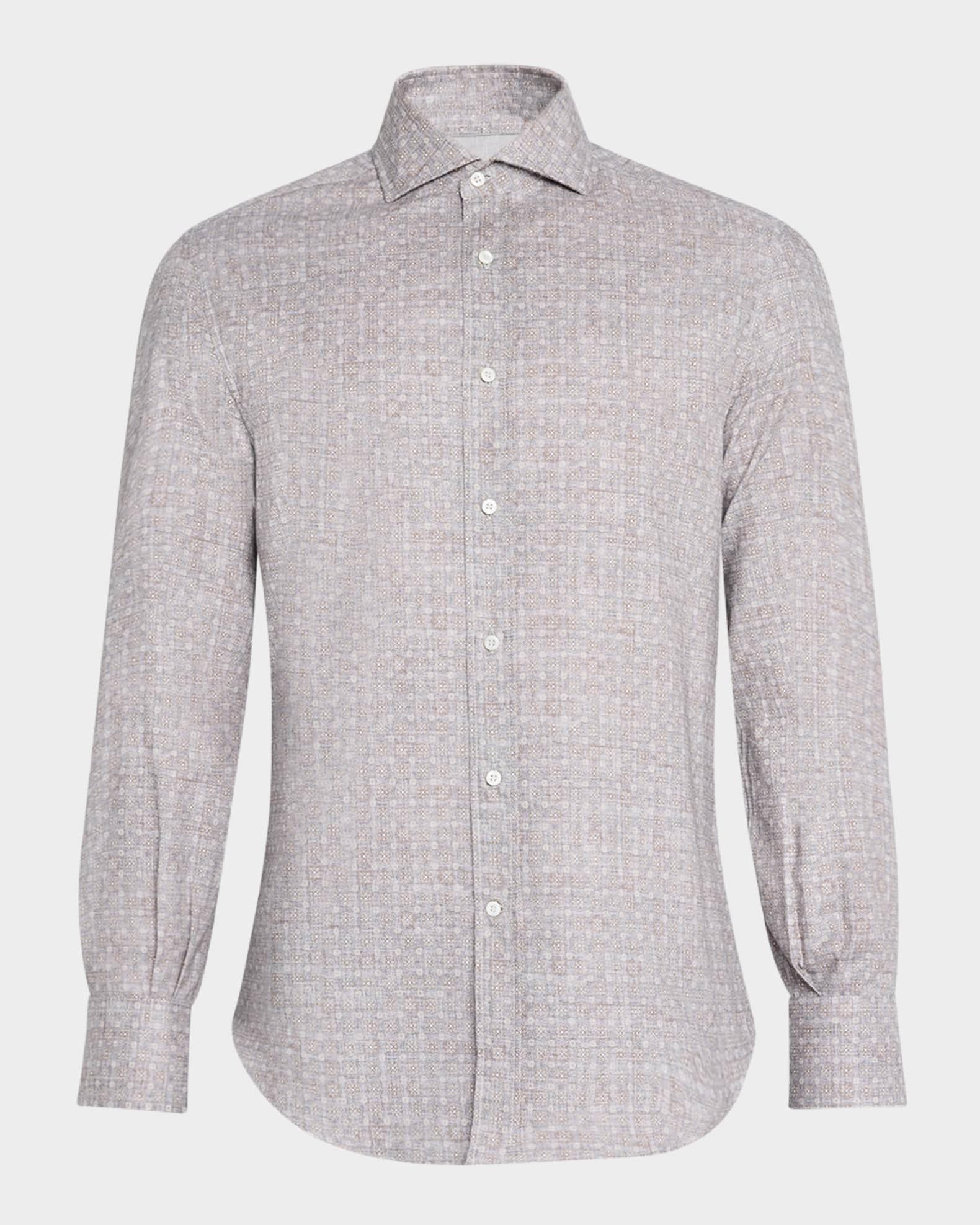 Men's Cotton Floral Casual Button-Down Shirt Product Image