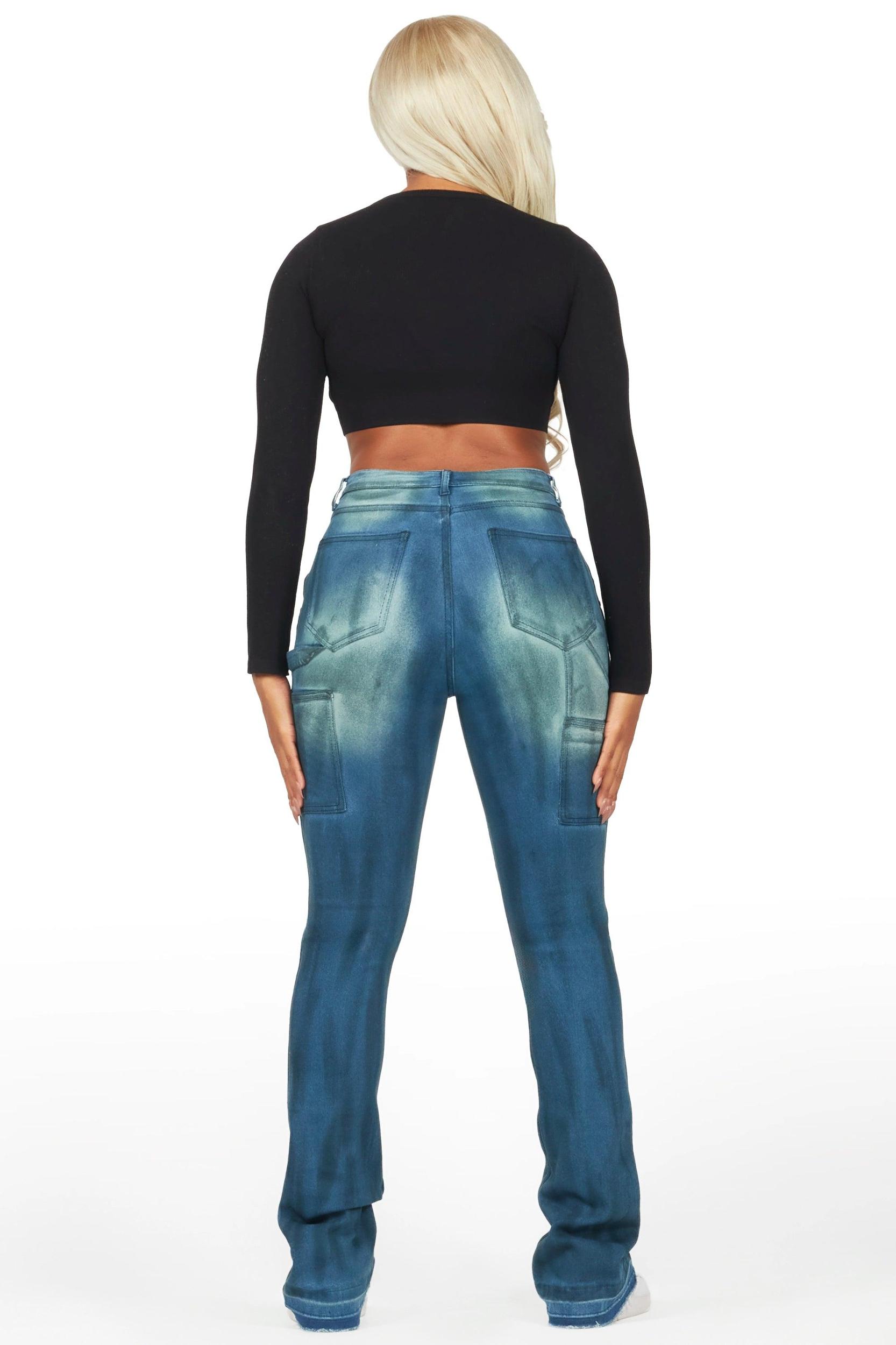 Miesha Blue Stacked Flare Jean Female Product Image