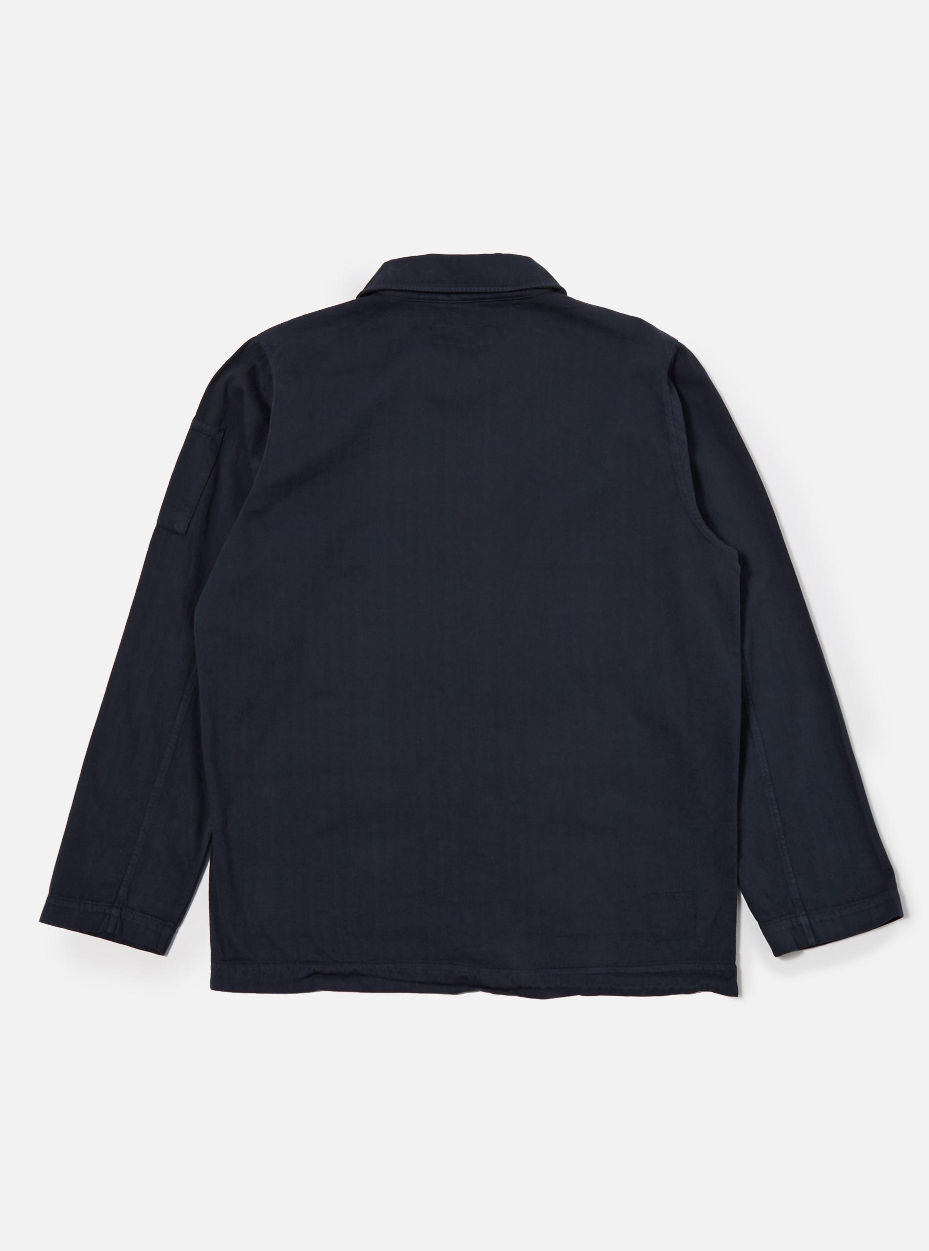 Dark Navy Herringbone Cotton Coverall Jacket Product Image