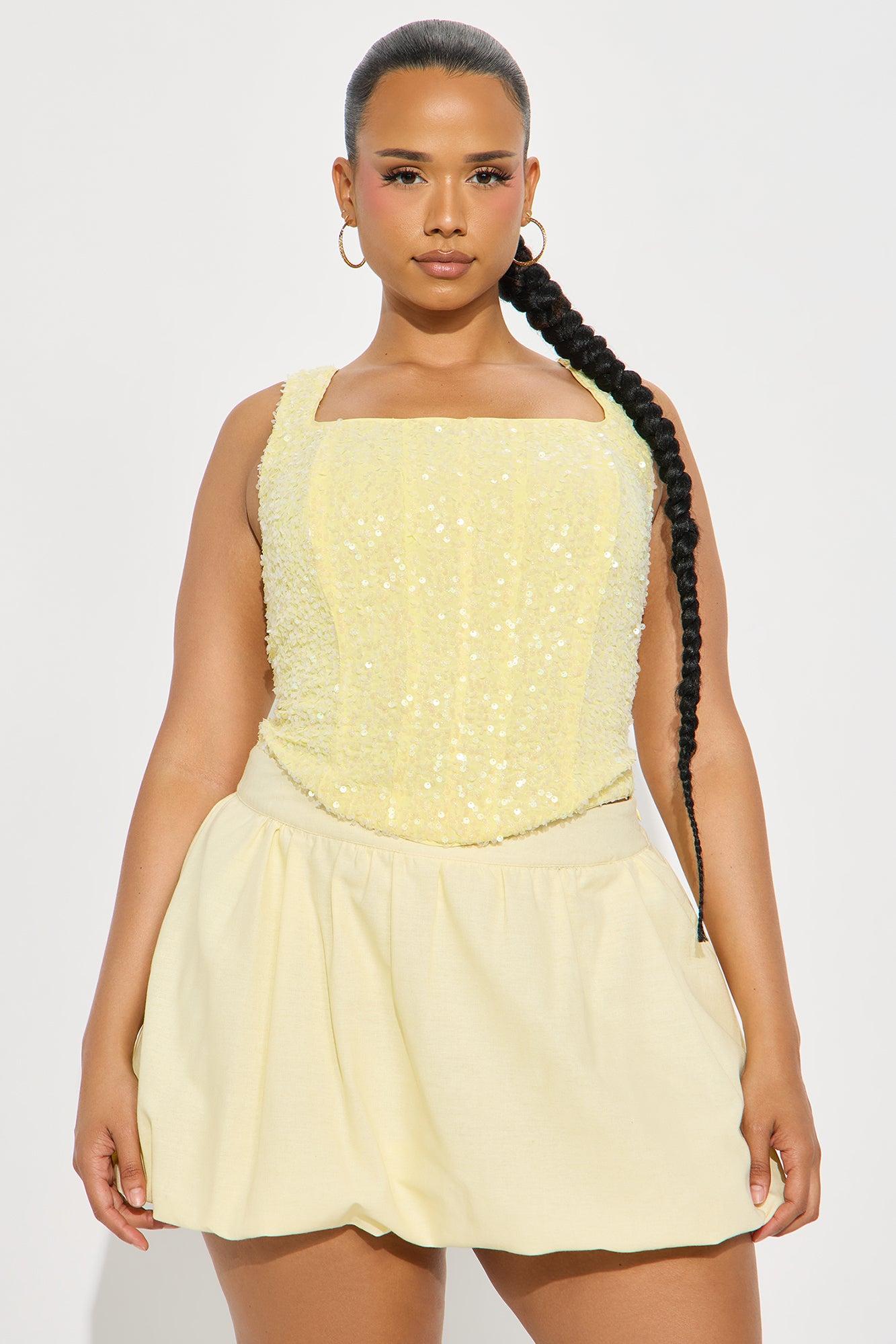 Show Me Love Sequin Corset - Butter Yellow Female Product Image