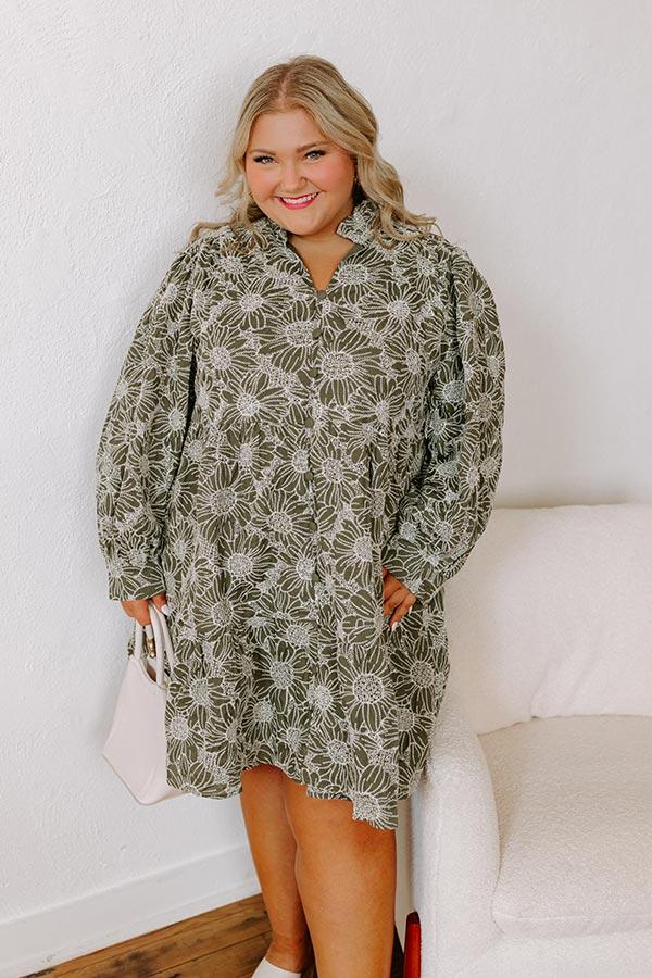 Flower Picking Embroidered Mini Dress Curves Product Image