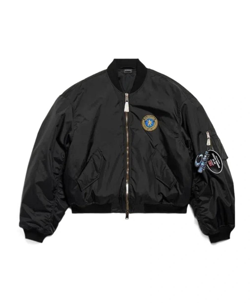 BALENCIAGA Nylon Uniform Merch Large Fit Bomber In Black Product Image