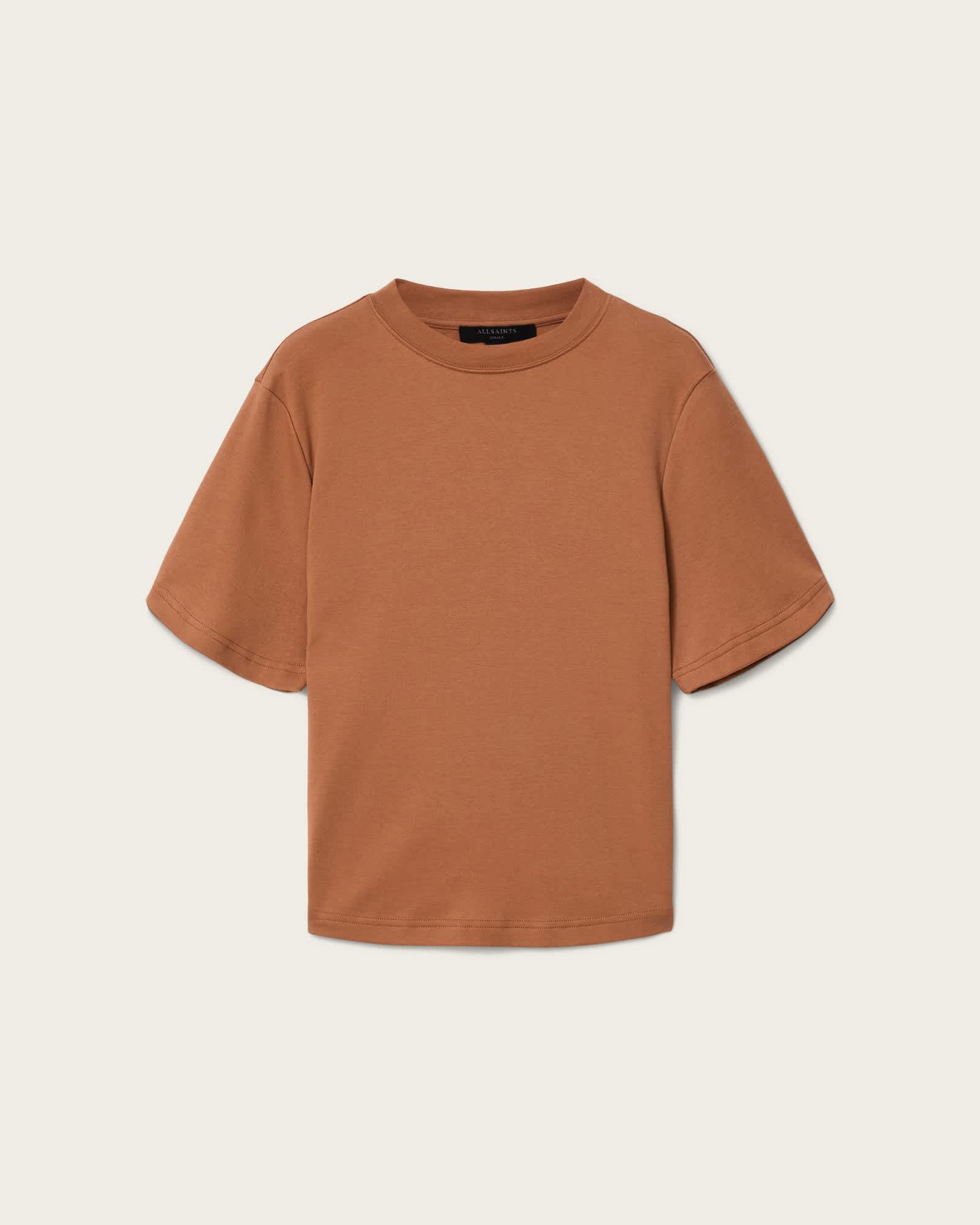 Lisa Boxy Crew Neck T-Shirt PECAN BROWN | ALLSAINTS US Product Image