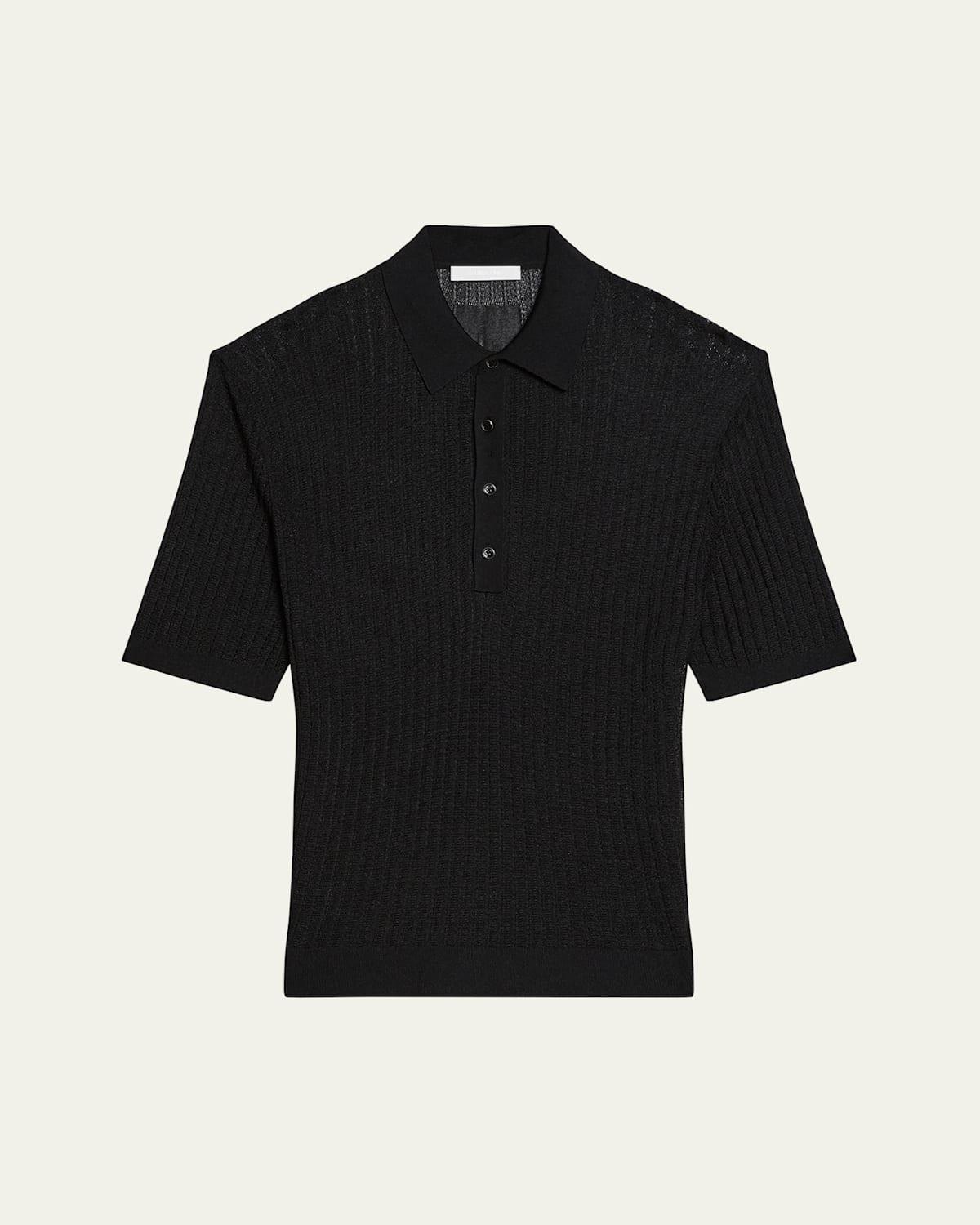 Mens Pointelle Rib Knit Polo Shirt Product Image