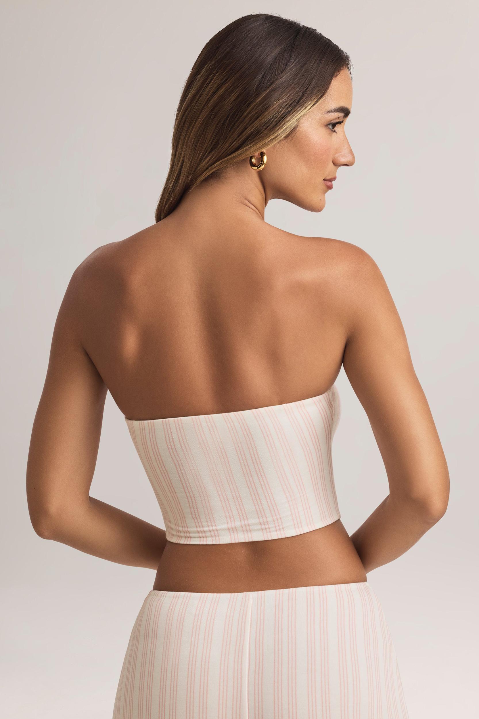 Modal Strapless Crop Top in Stripe Print Product Image