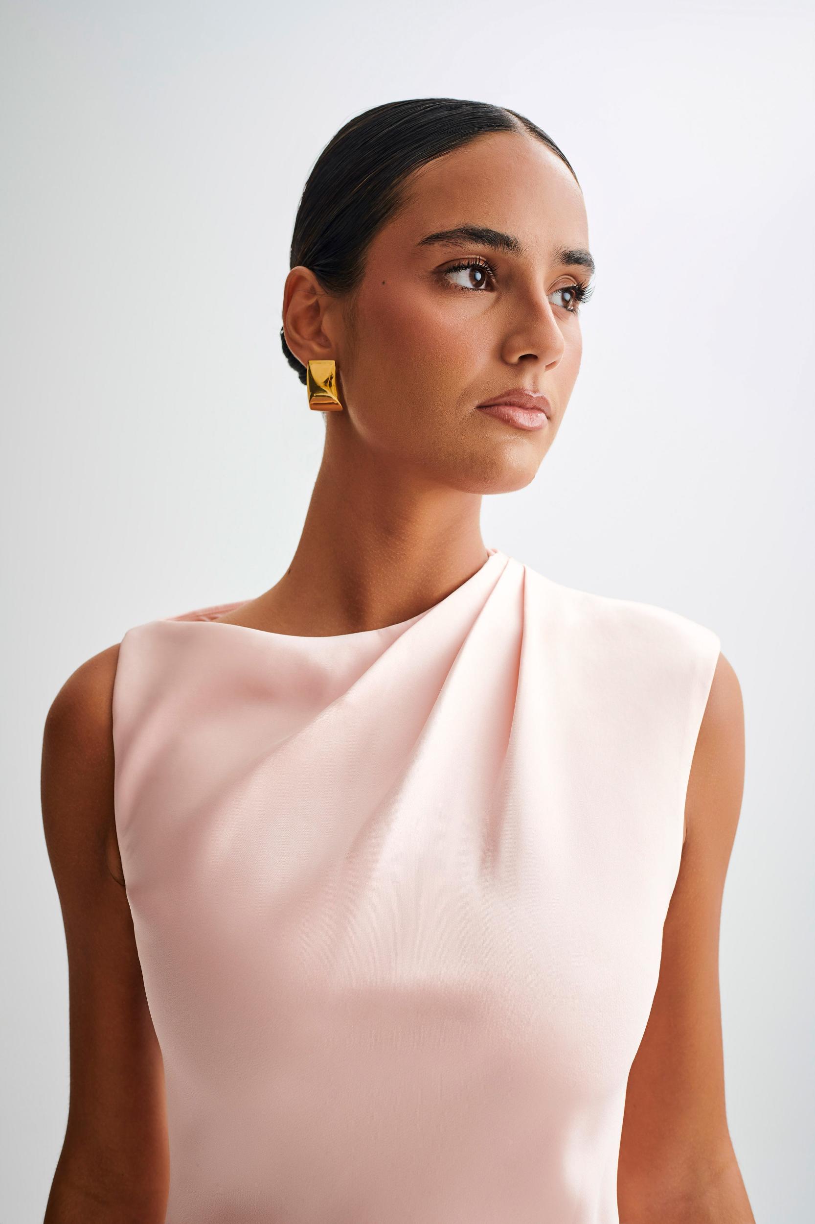 Granger Satin Structured Mini Dress - Pale Pink Product Image