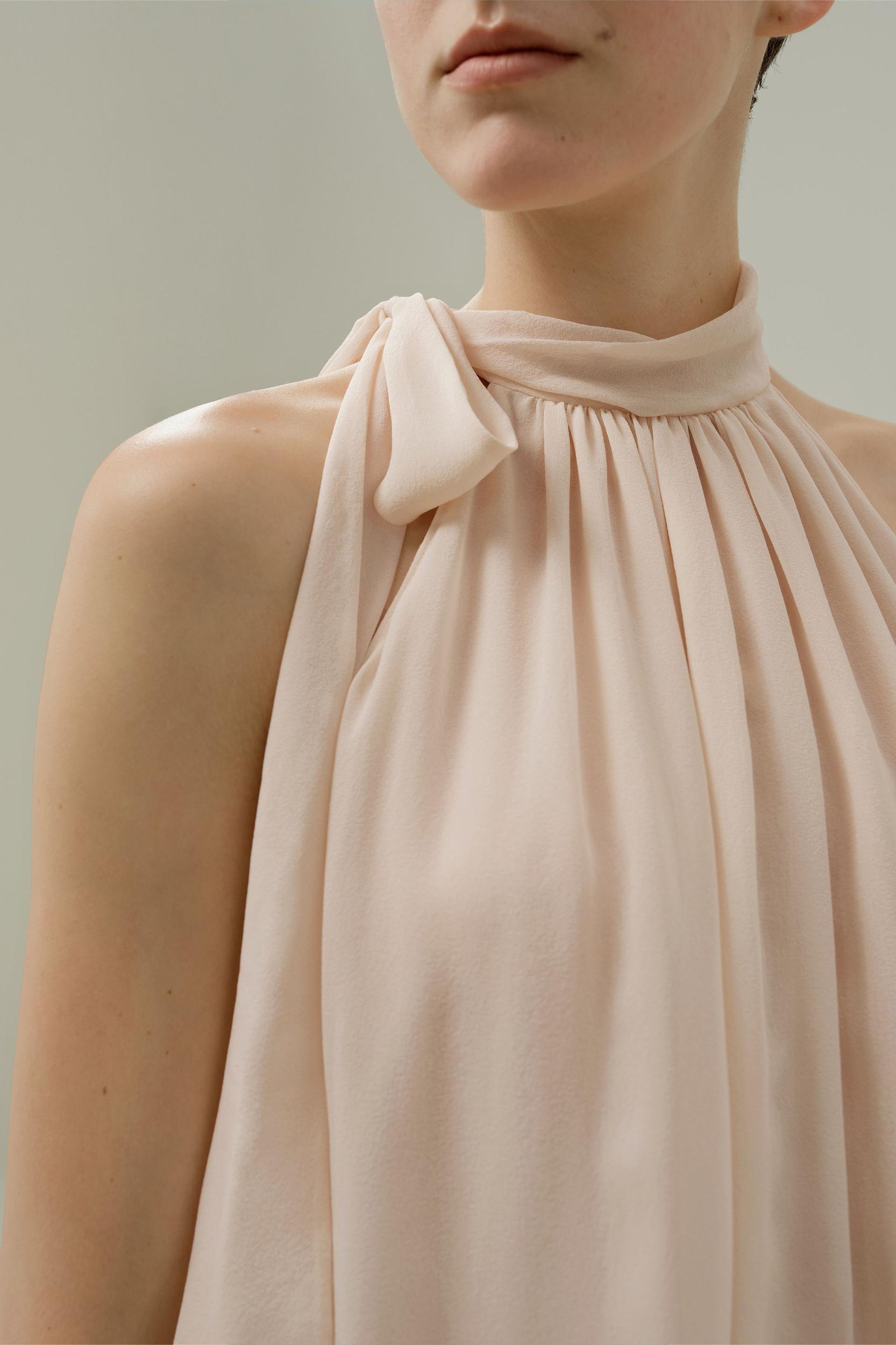 Adjustable Tie-Neck Georgette Blouse Product Image