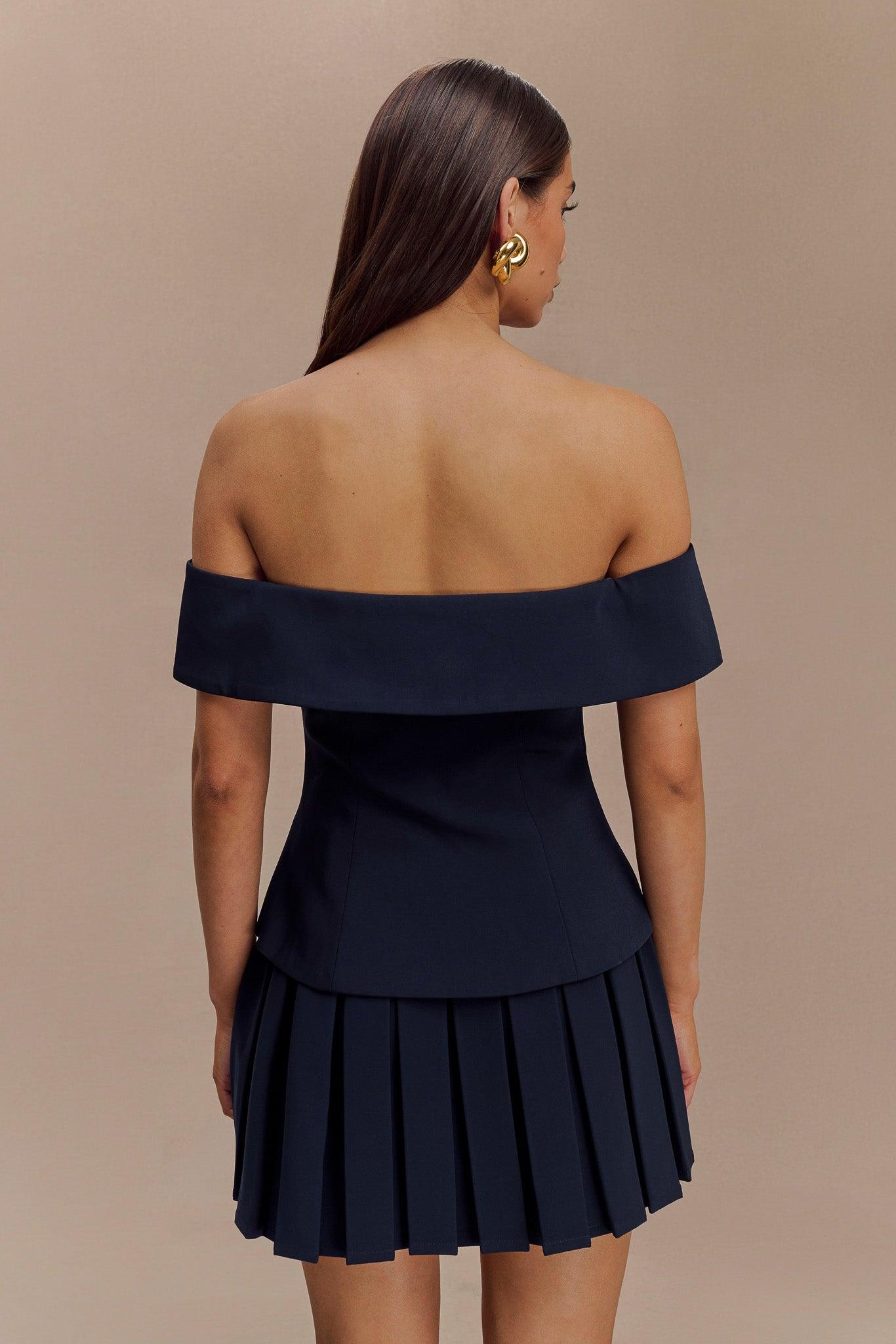 Krista Strapless Suiting Top - Navy Product Image