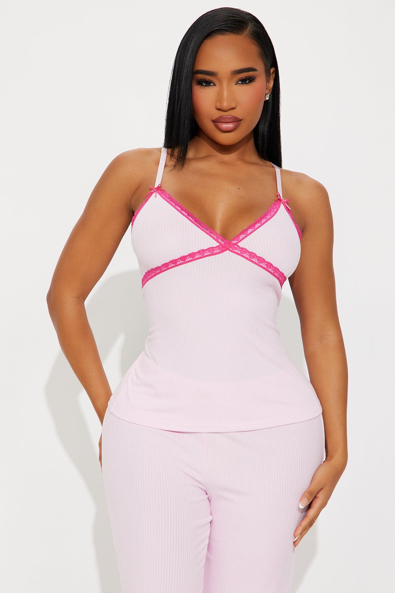 In Your Dreams Ribbed PJ Pant Set - Pink Female Product Image