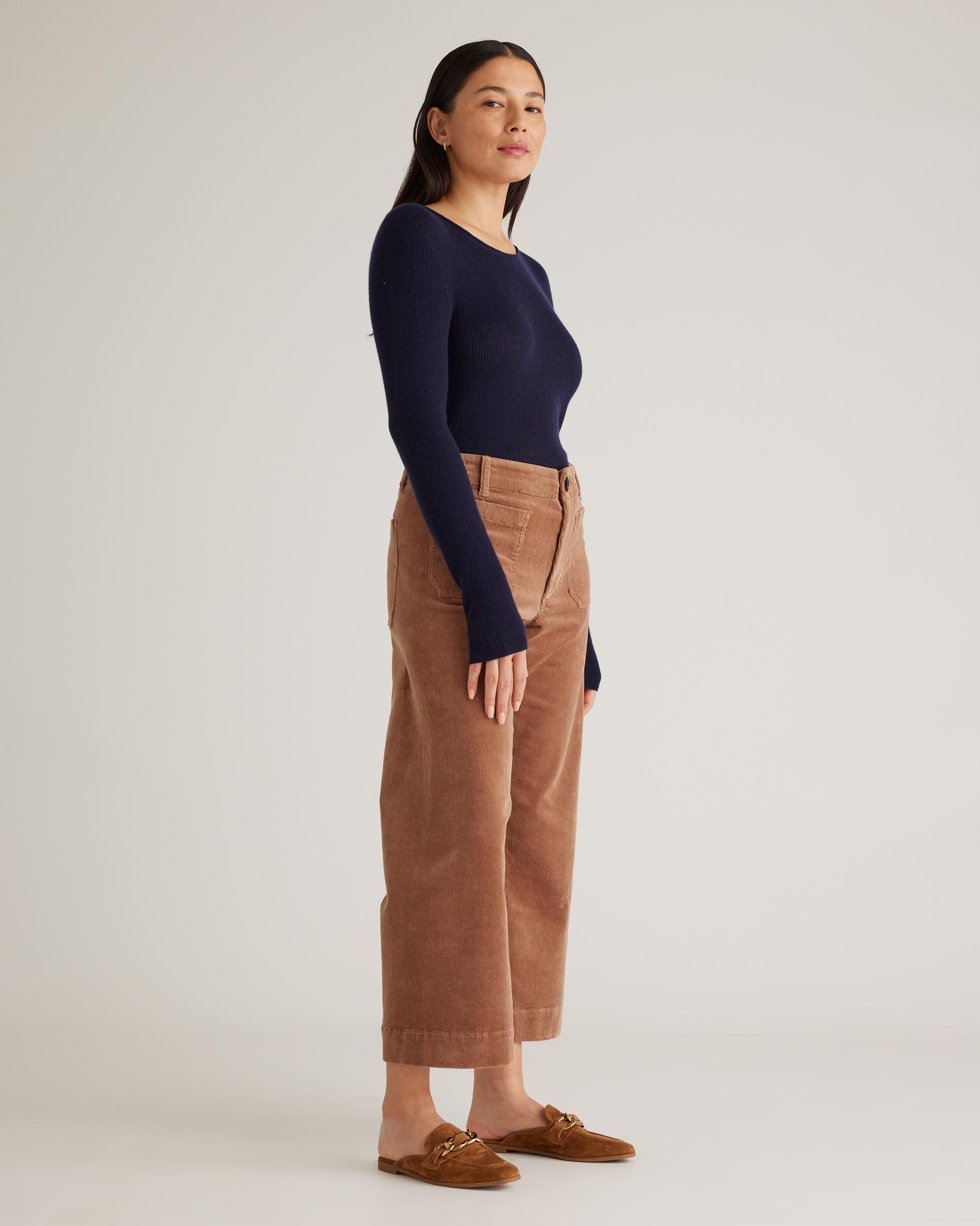 Quince | Women's Organic Stretch Corduroy Cropped Wide Leg Pants Organic Cotton Product Image