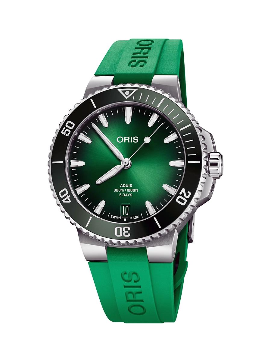 Mens Aquis Date Stainless Steel, Ceramic & Rubber Strap Watch/43.5MM Product Image