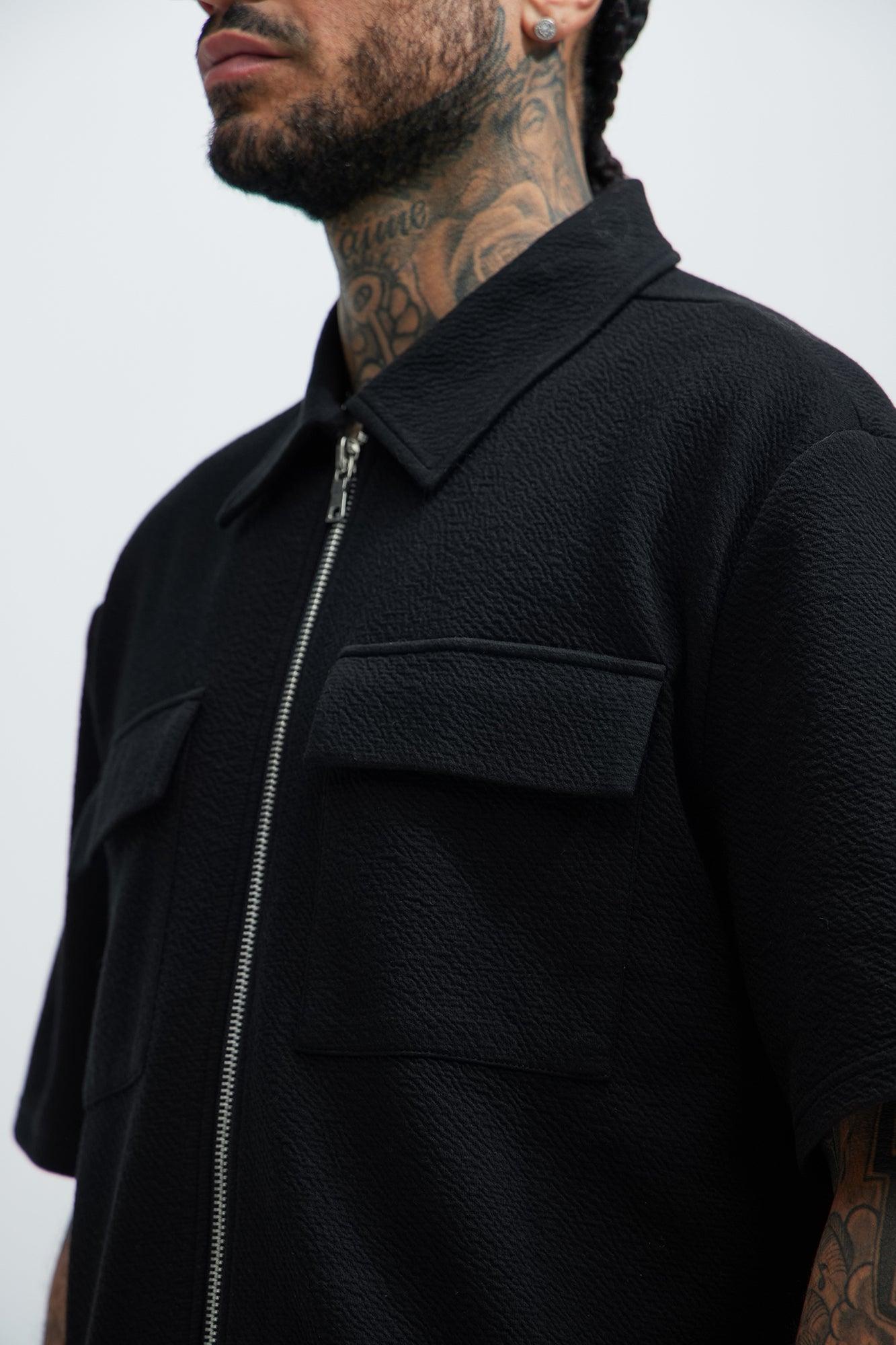 Lewis Zip Up Shirt - Black Product Image